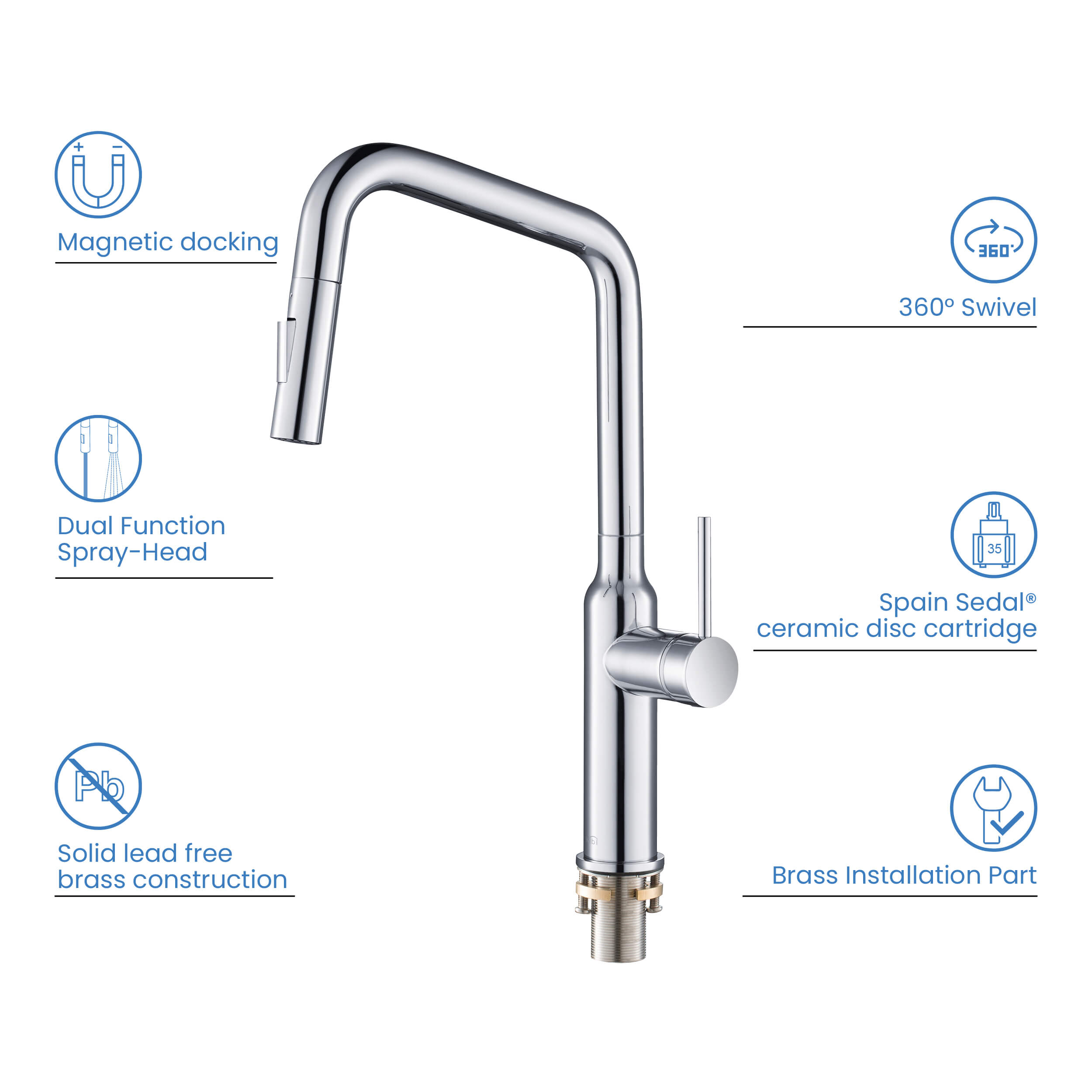 Macon Single Handle Pull Down Kitchen Sink Faucet - KKF2007