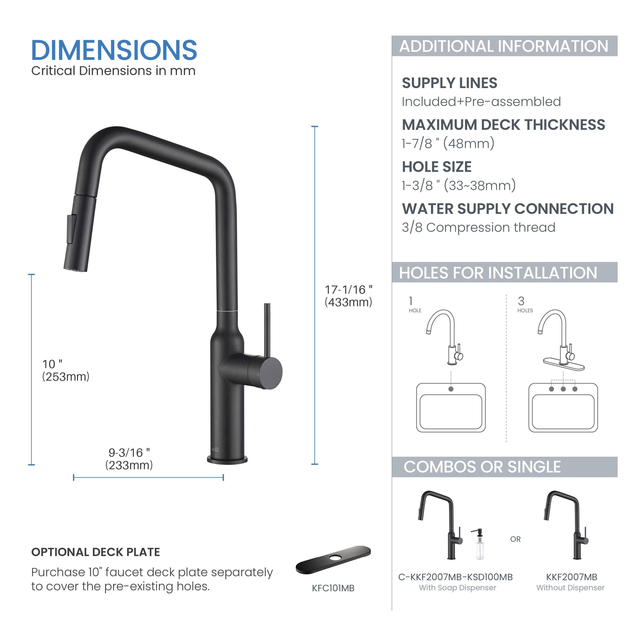 Macon Single Handle Pull Down Kitchen Sink Faucet - KKF2007