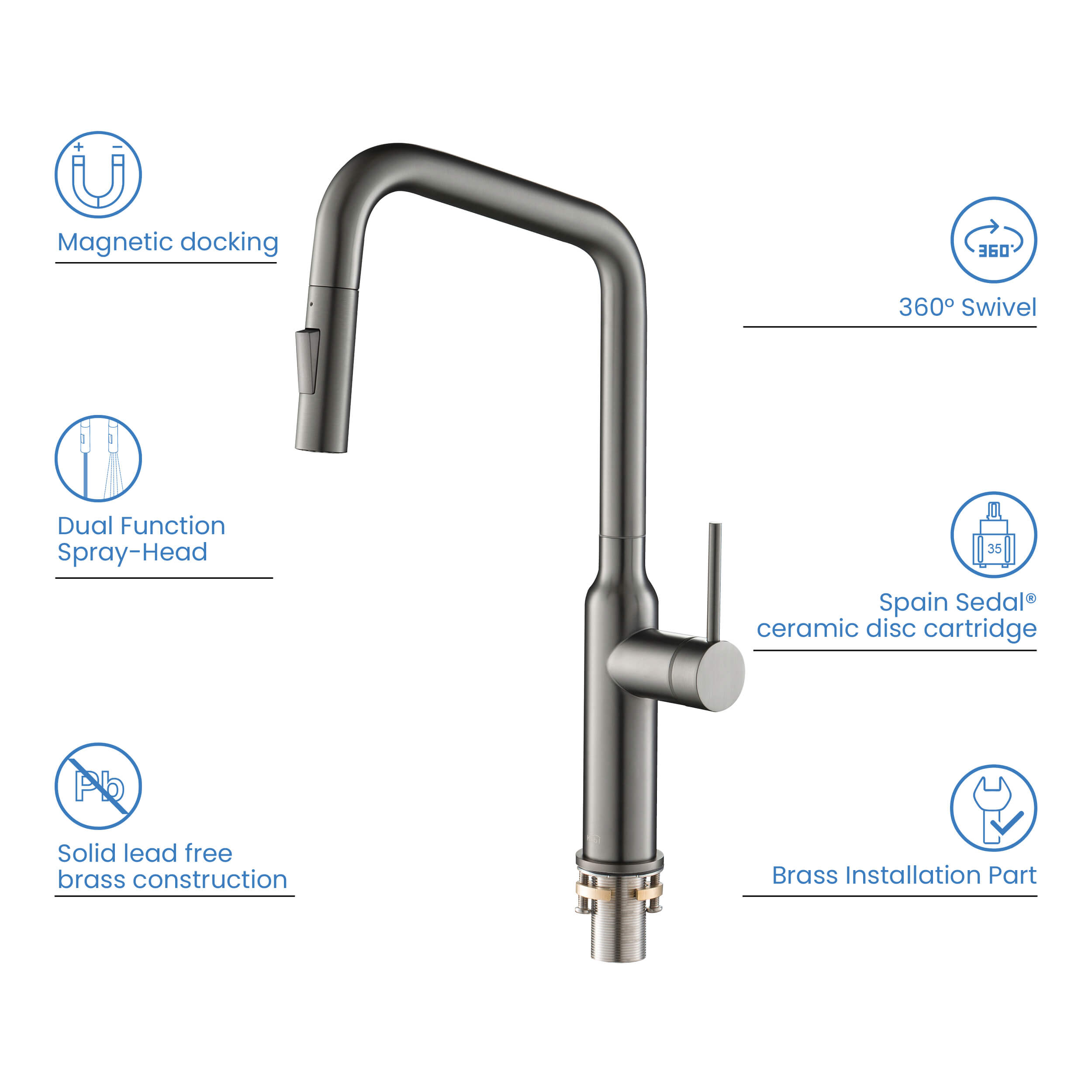 Macon Single Handle Pull Down Kitchen Sink Faucet - KKF2007