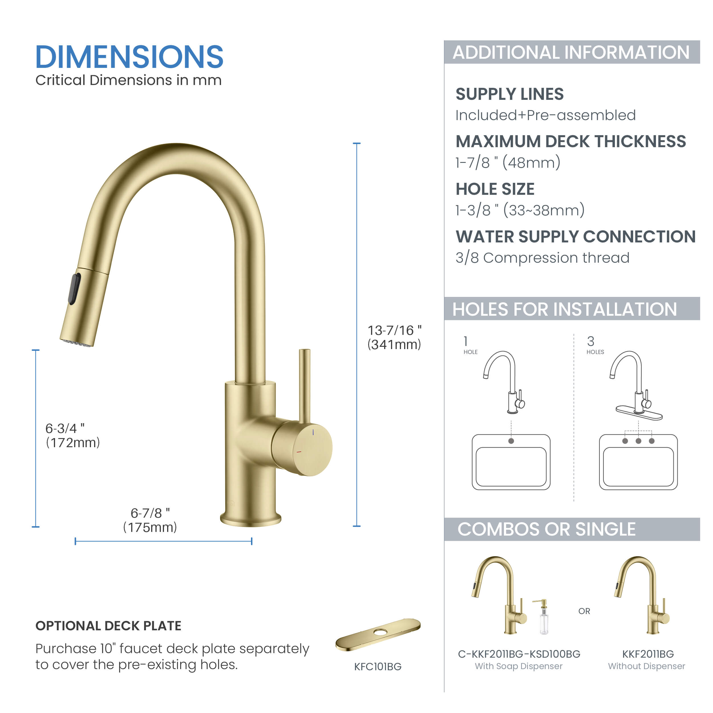 Circular Single Handle Pull Down Kitchen & Bar Sink Faucet - KKF2011