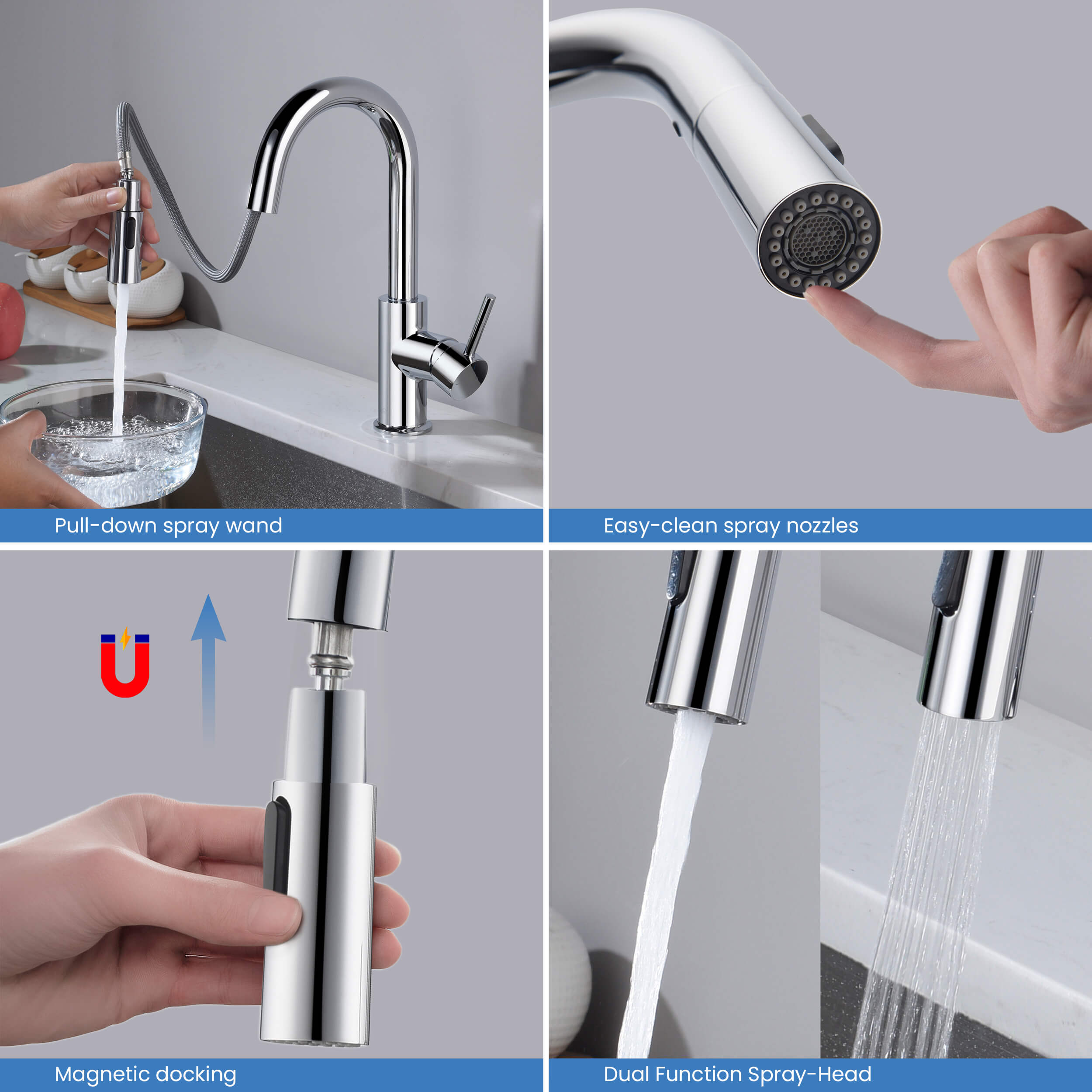 Circular Single Handle Pull Down Kitchen & Bar Sink Faucet - KKF2011