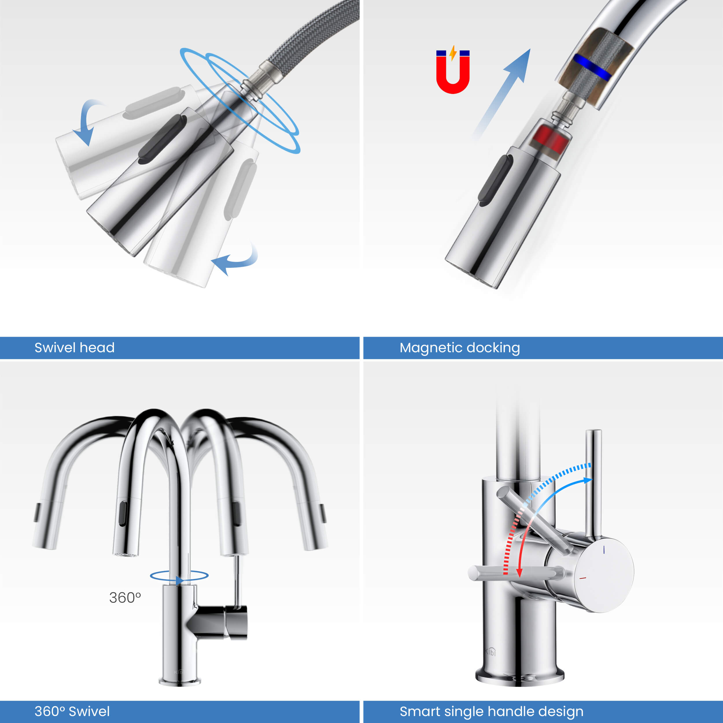 Circular Single Handle Pull Down Kitchen & Bar Sink Faucet - KKF2011