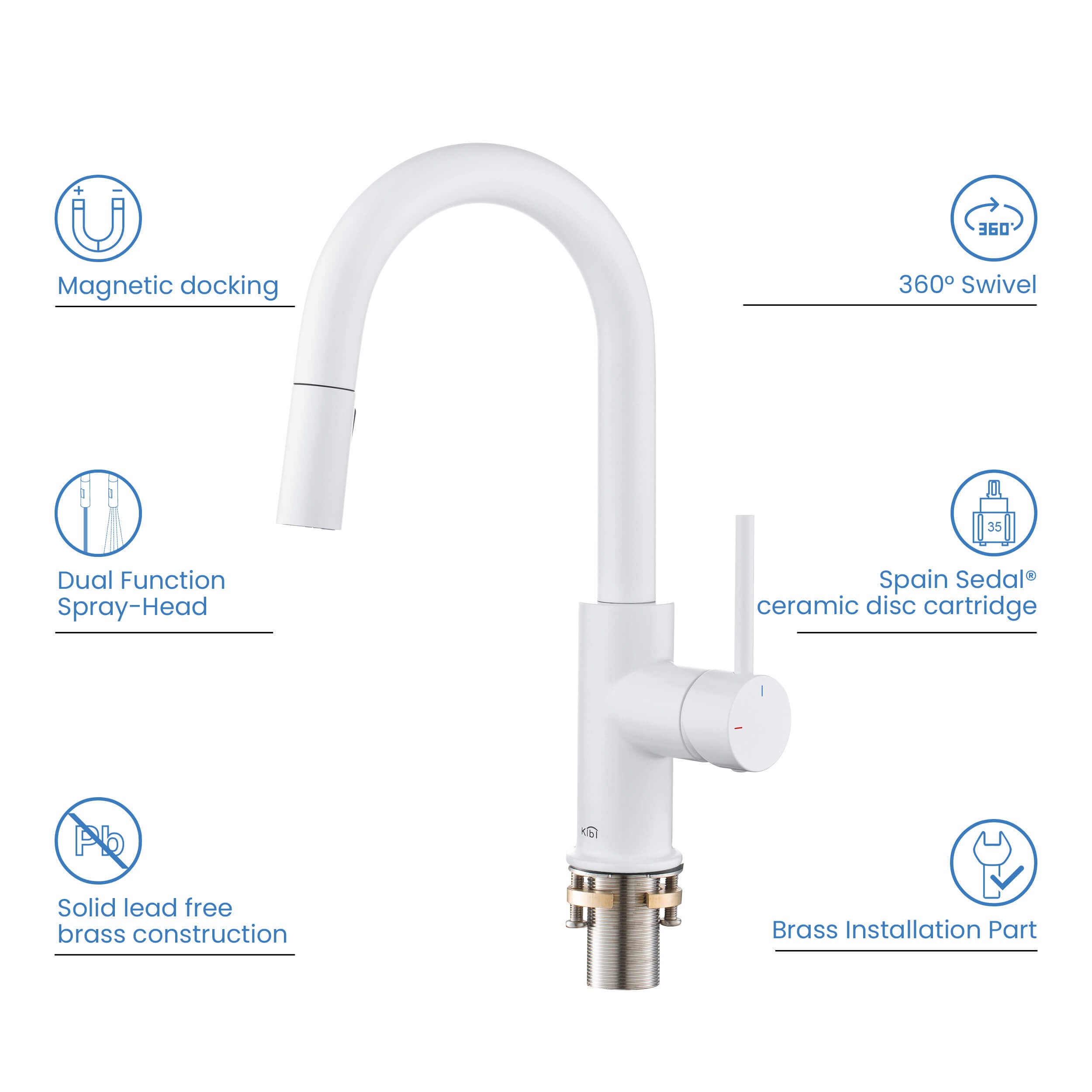 Circular Single Handle Pull Down Kitchen & Bar Sink Faucet - KKF2011