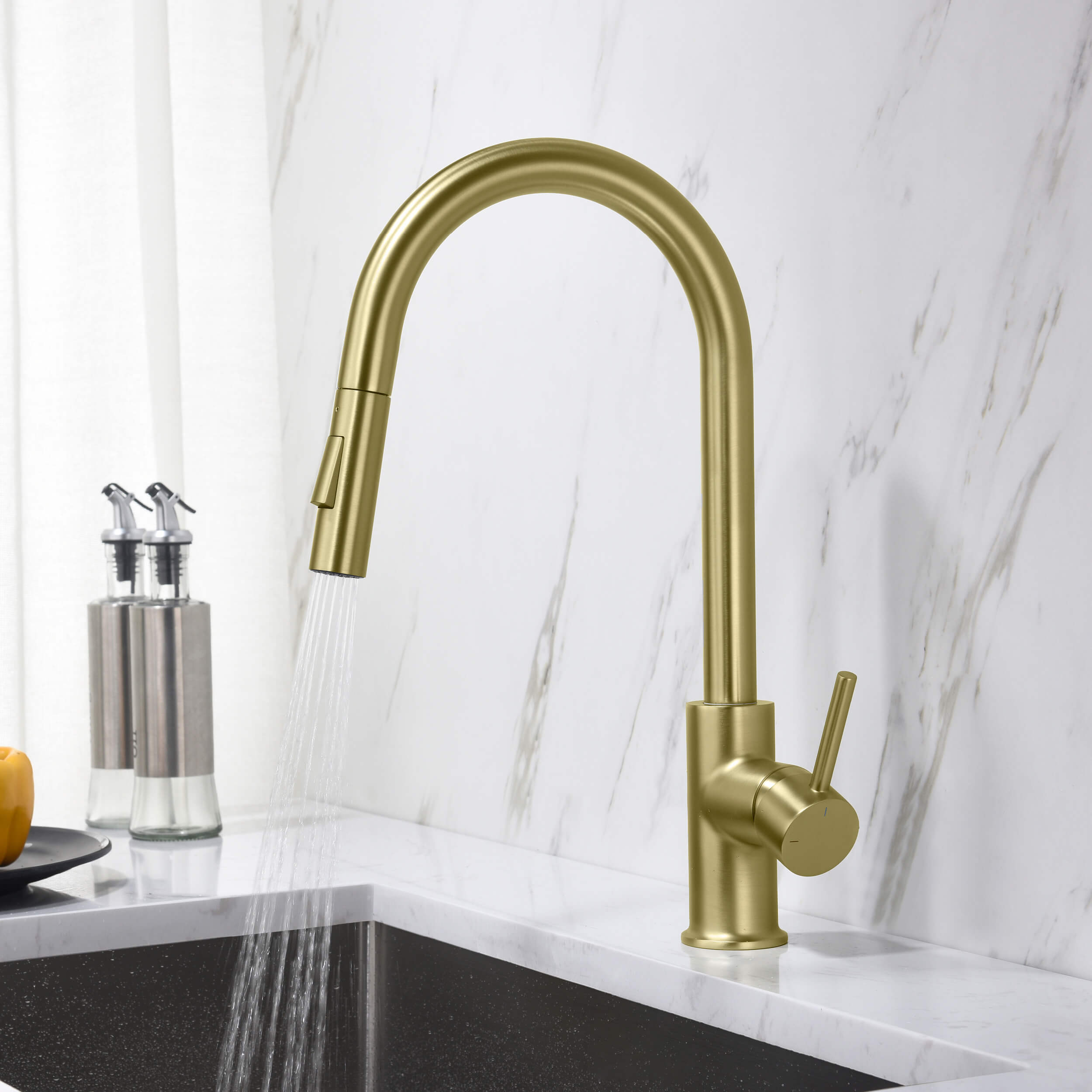 Circular Single Handle Pull Down Kitchen Faucet - KKF2013