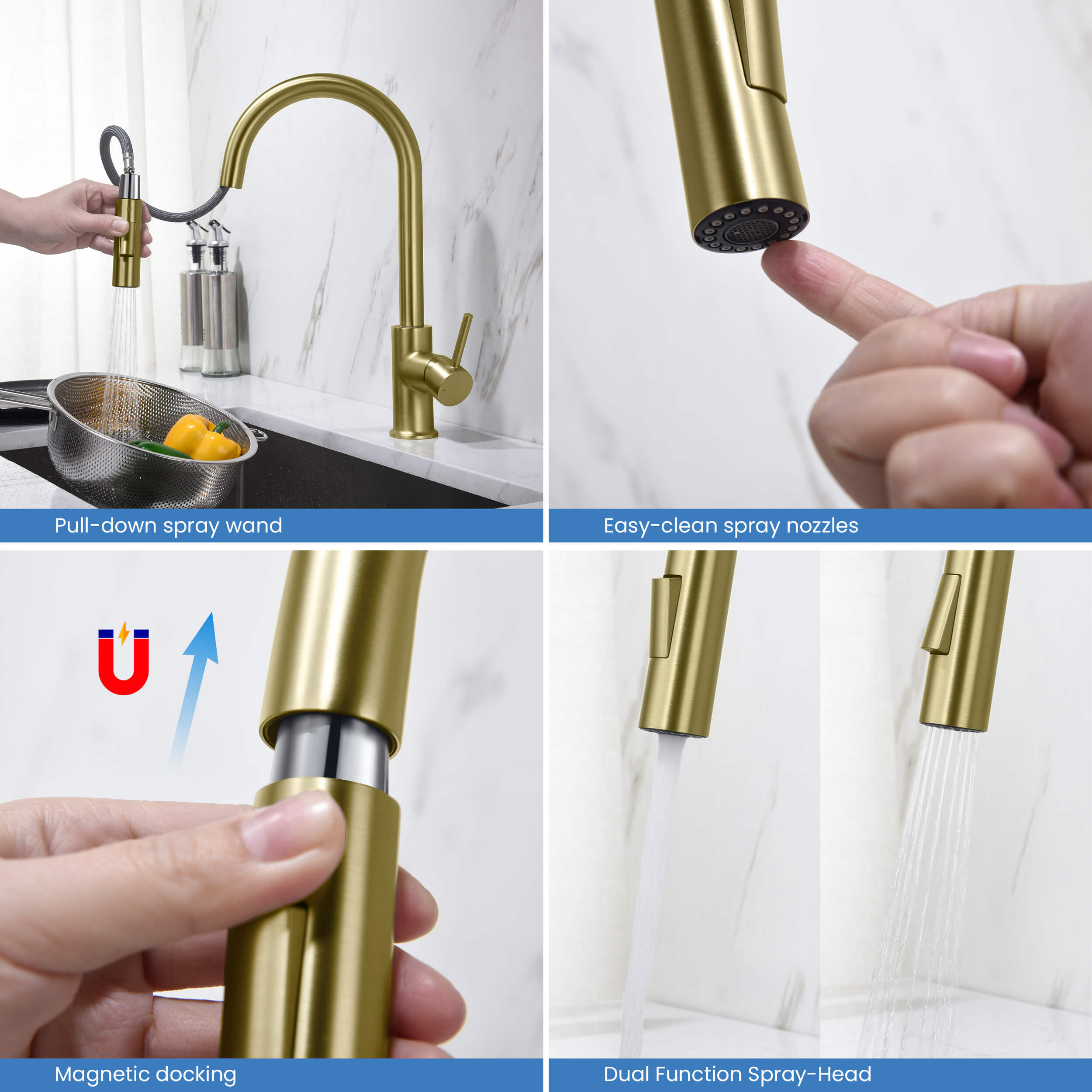 Circular Single Handle Pull Down Kitchen Faucet - KKF2013