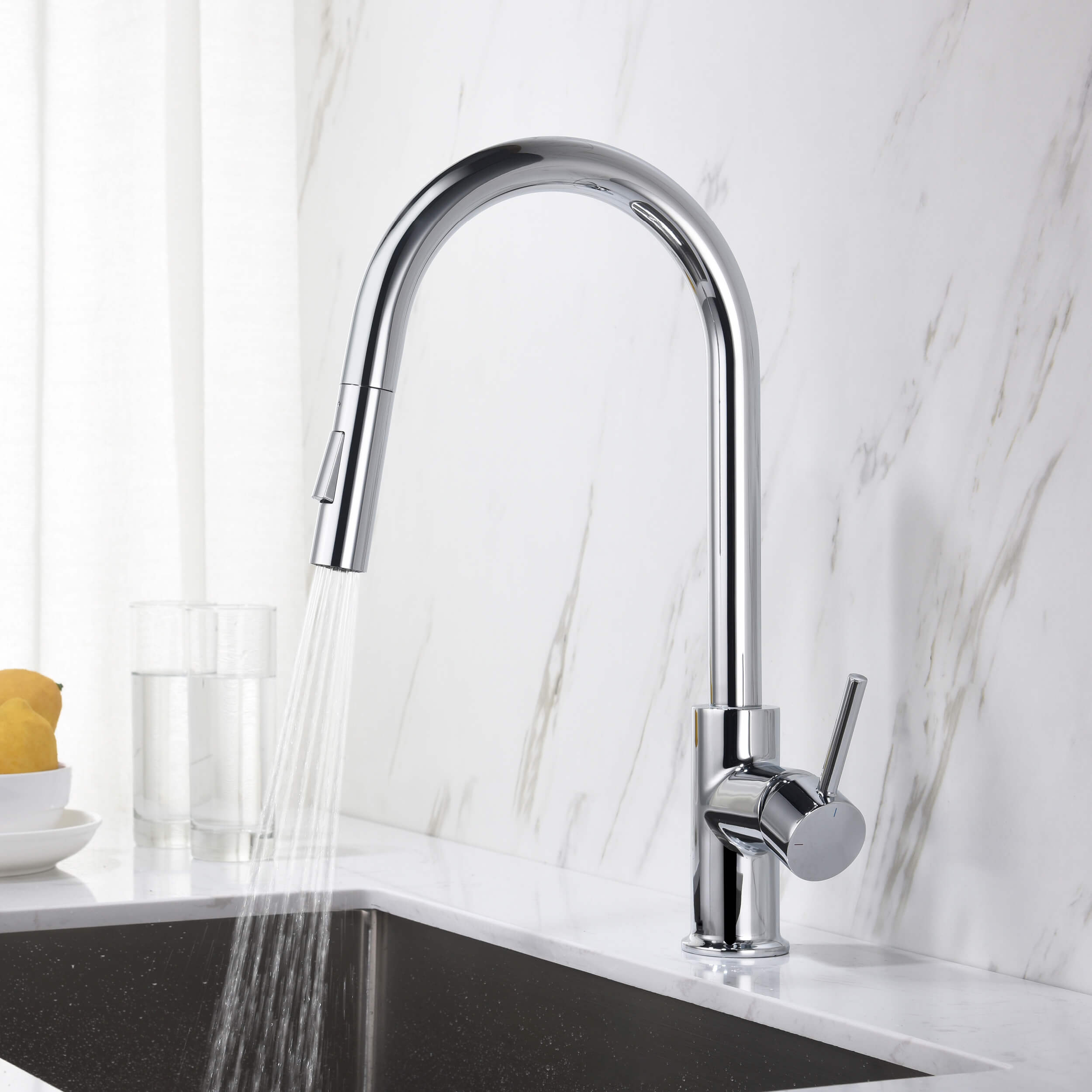 Circular Single Handle Pull Down Kitchen Faucet - KKF2013