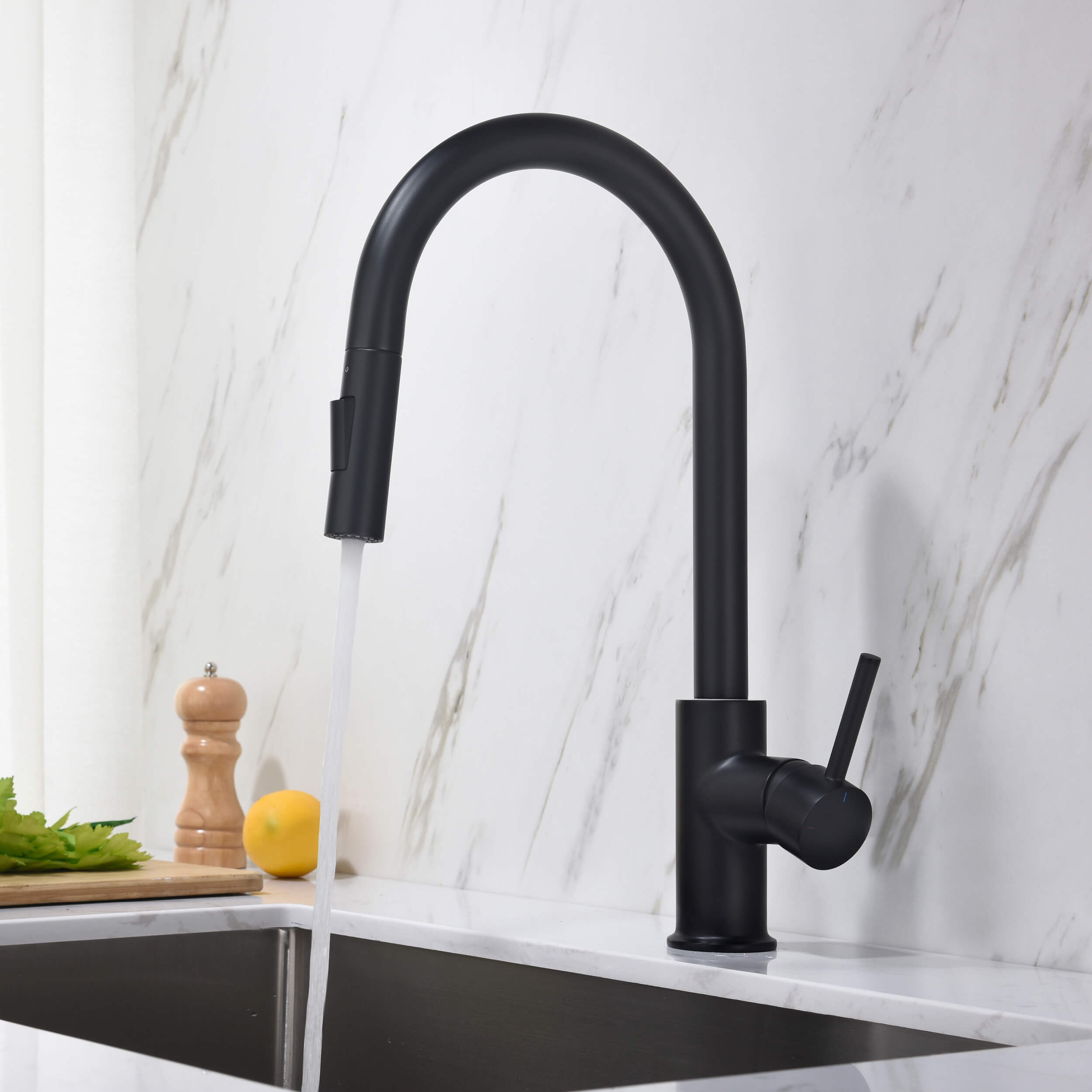 Circular Single Handle Pull Down Kitchen Faucet - KKF2013