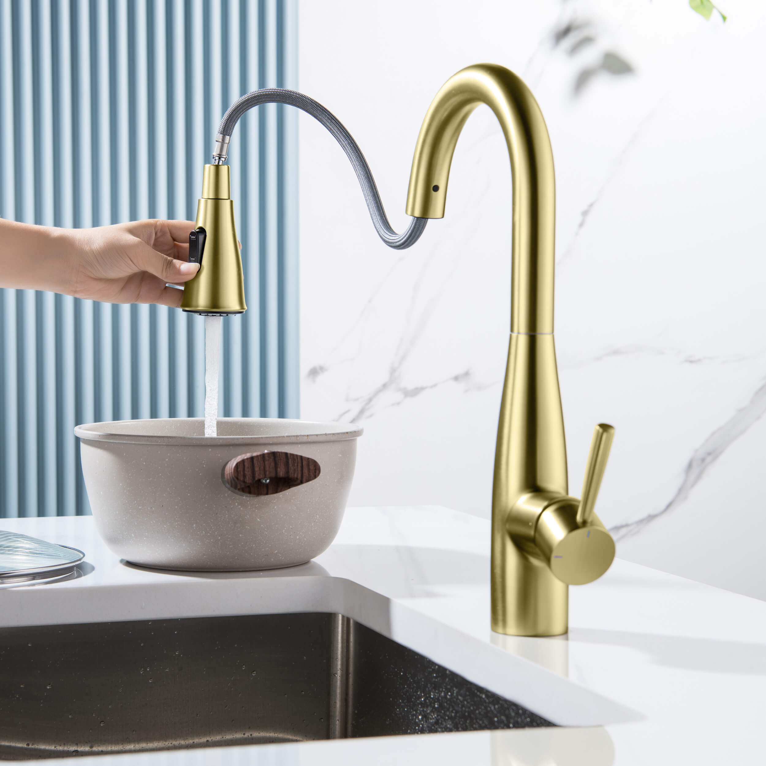 Bari Single Handle Pull Down Kitchen & Bar Sink Faucet - KKF2015