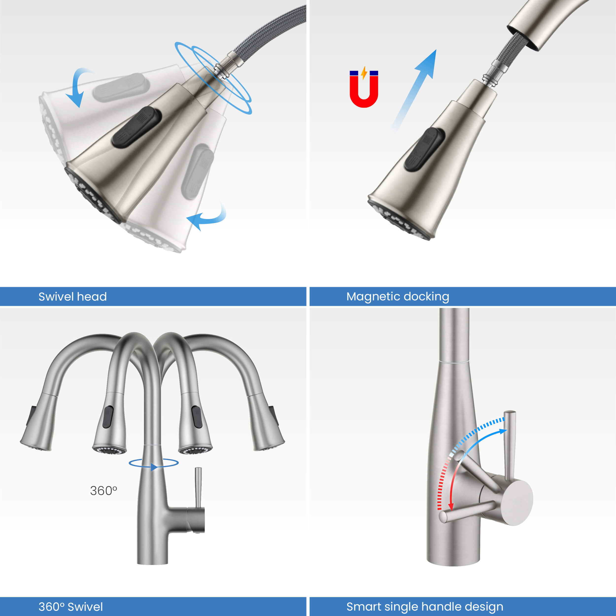 Bari Single Handle Pull Down Kitchen & Bar Sink Faucet - KKF2015