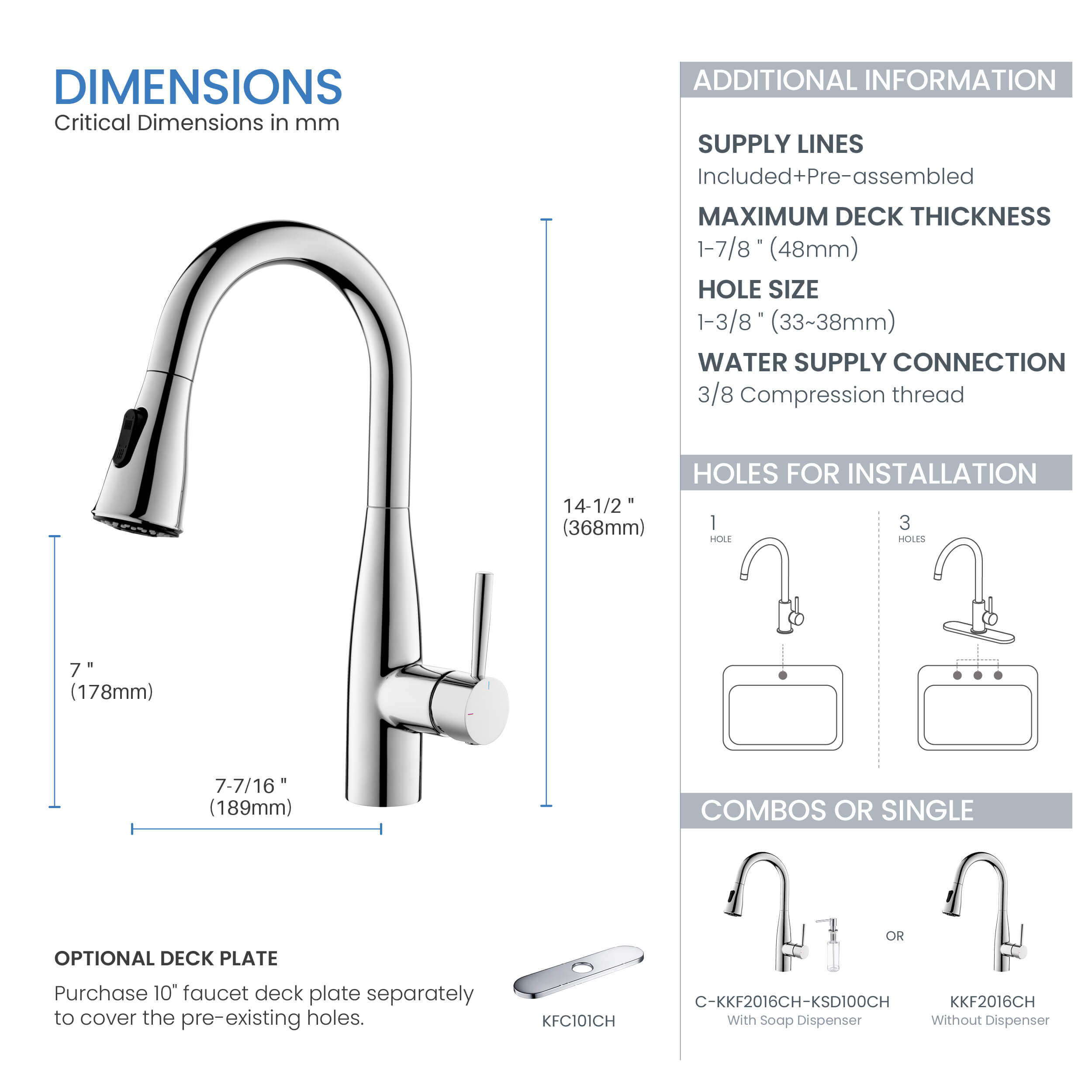 Bari Single Handle Pull Down Kitchen & Bar Sink Faucet - KKF2015