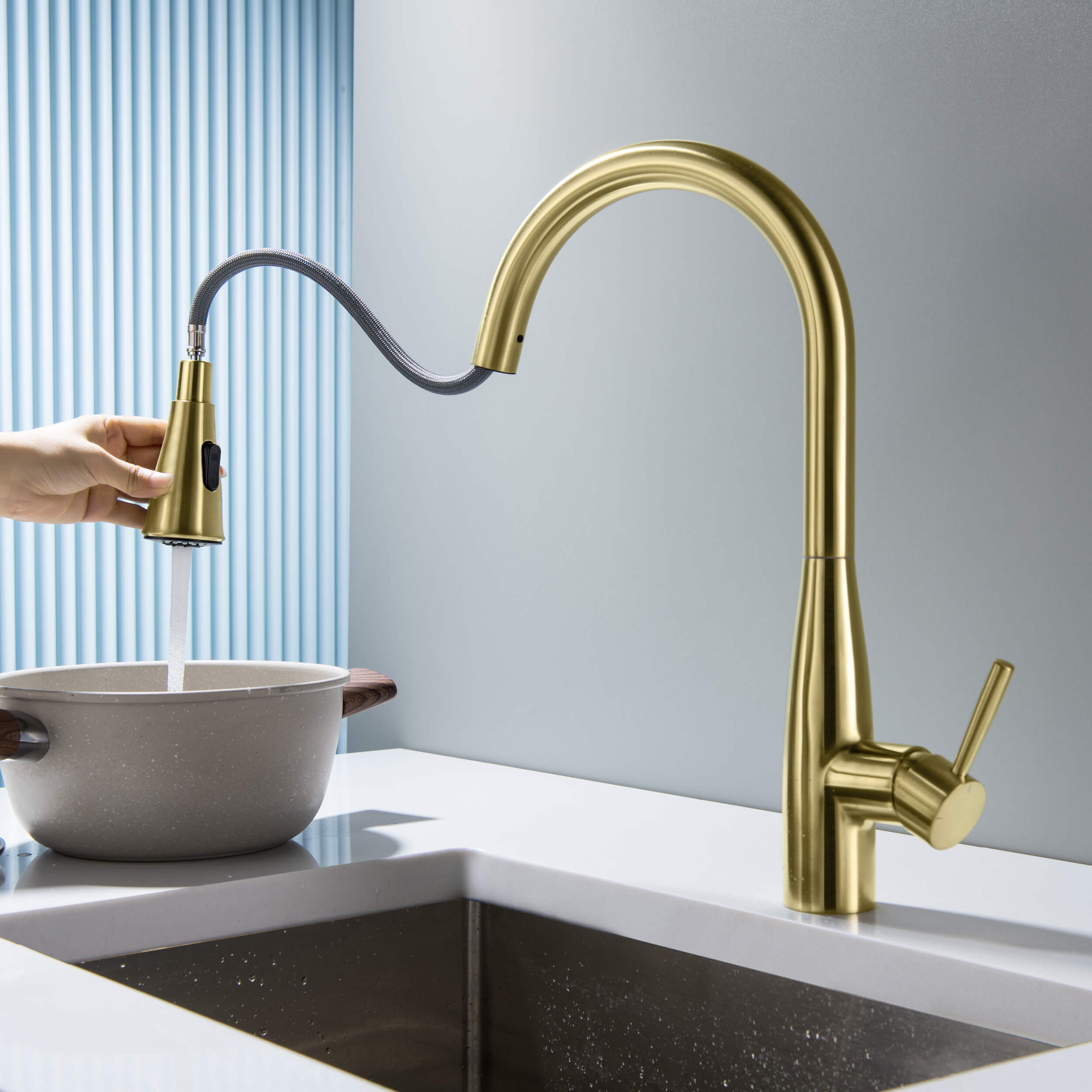 Bari-T Single Handle Pull Down Kitchen Sink Faucet - KKF2016