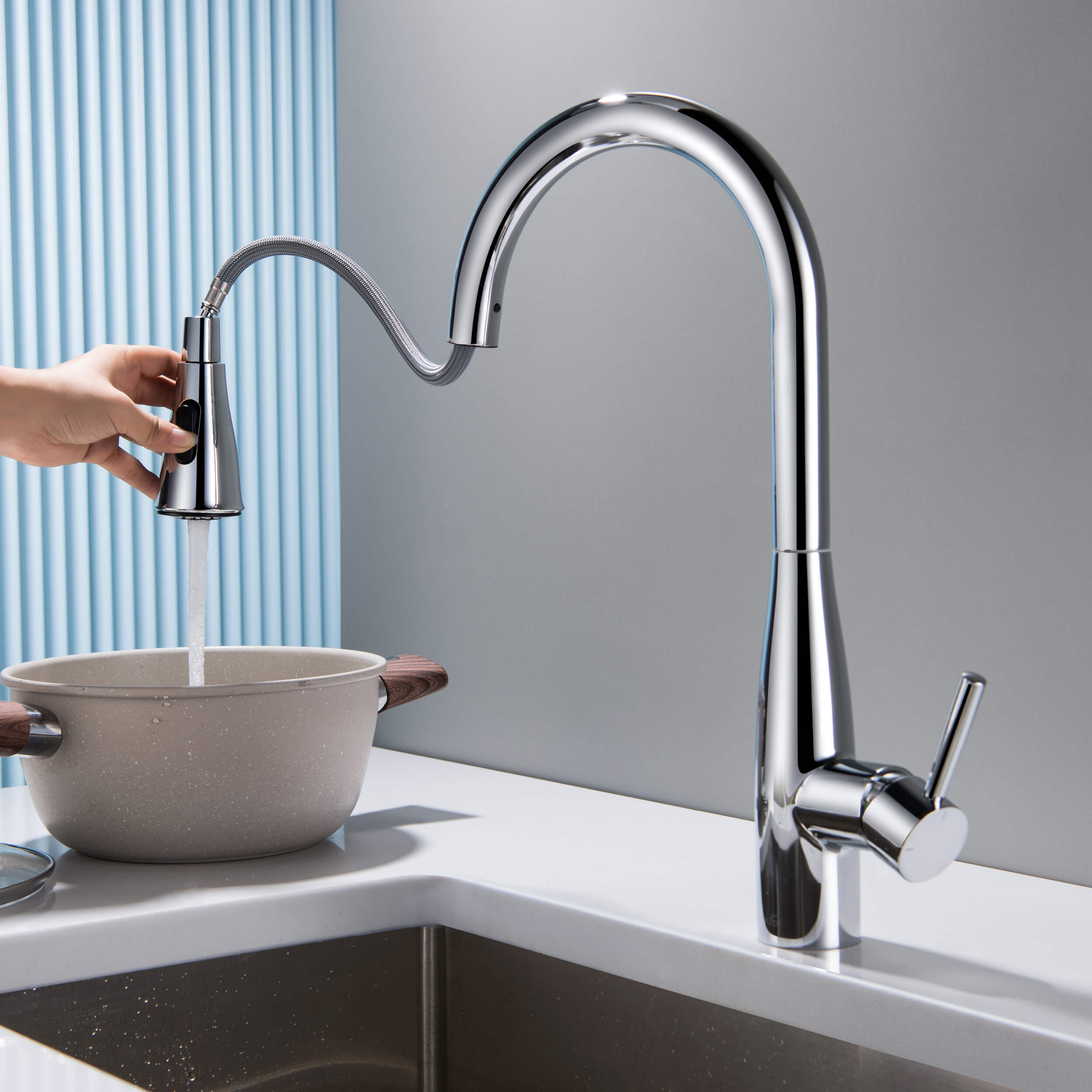 Bari-T Single Handle Pull Down Kitchen Sink Faucet - KKF2016