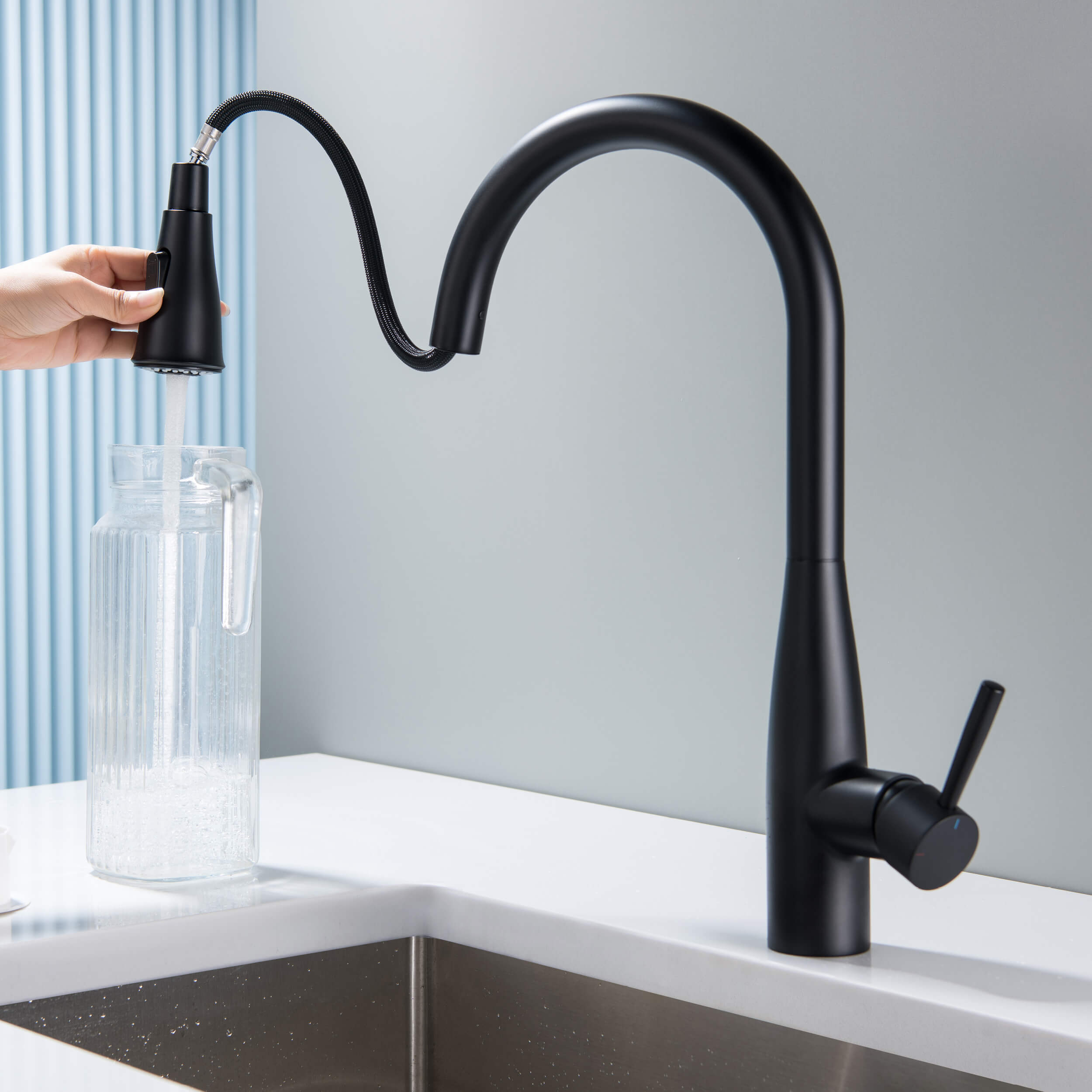 Bari-T Single Handle Pull Down Kitchen Sink Faucet - KKF2016