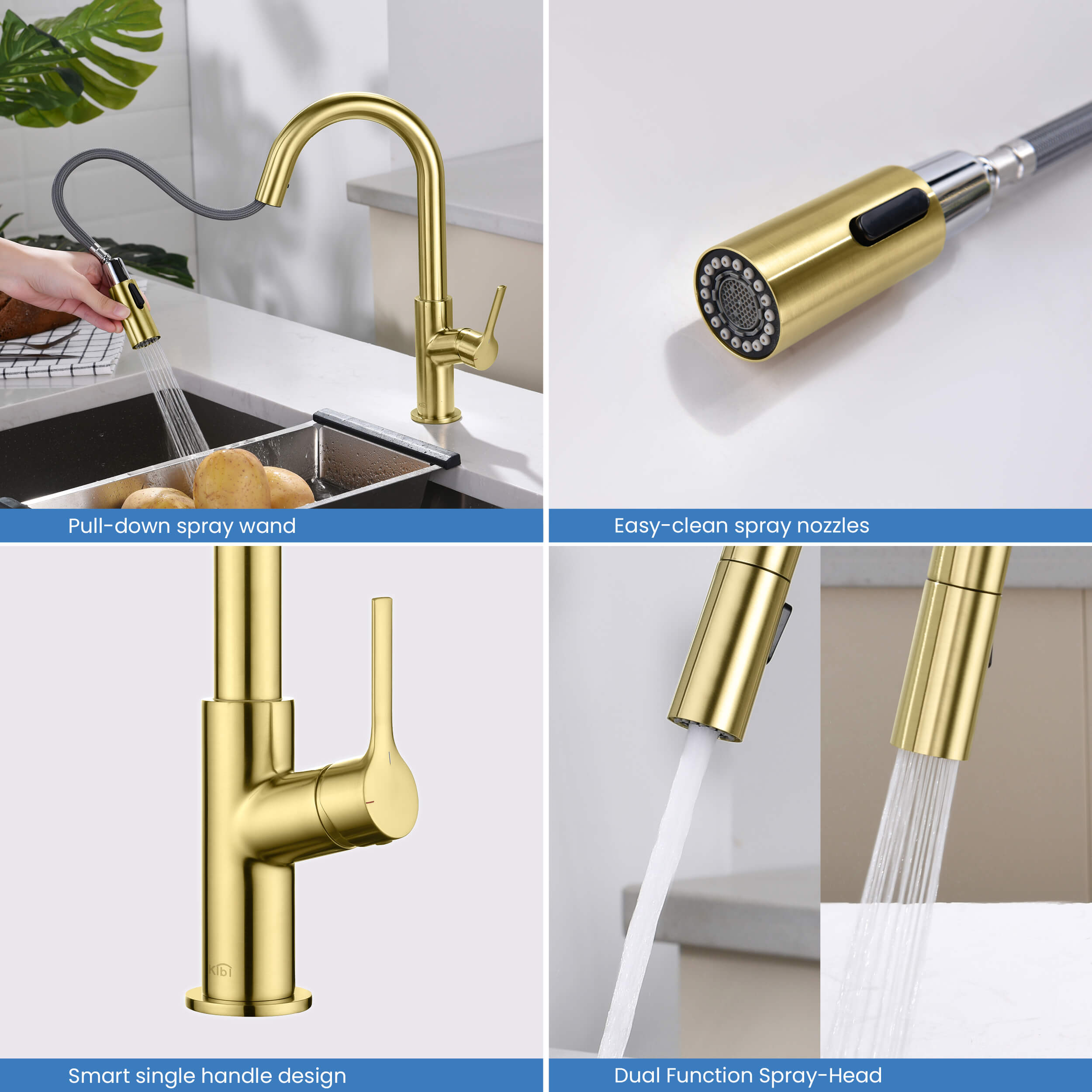 Fusion Single Handle Pull Down Kitchen & Bar Sink Faucet - KKF2017