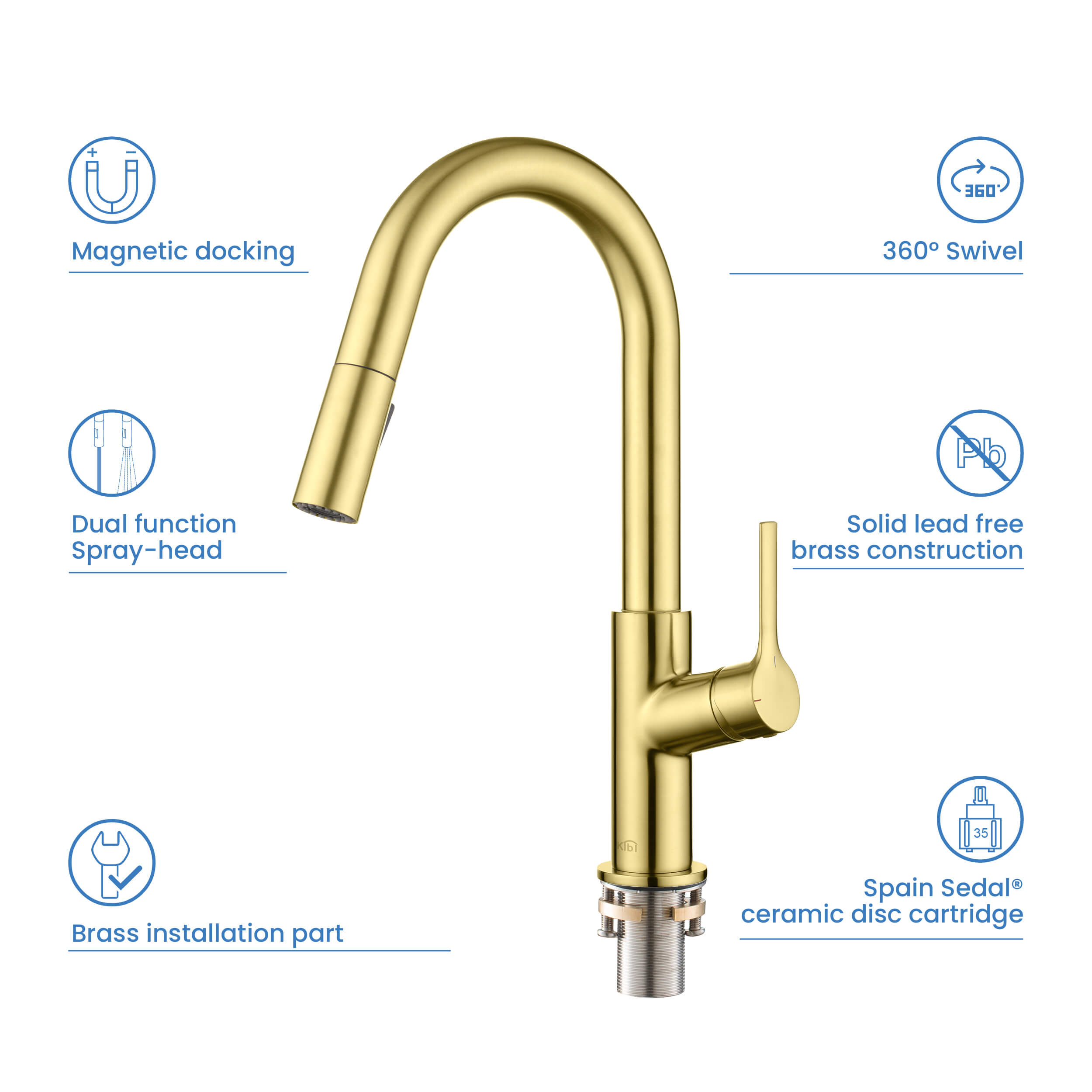 Fusion Single Handle Pull Down Kitchen & Bar Sink Faucet - KKF2017