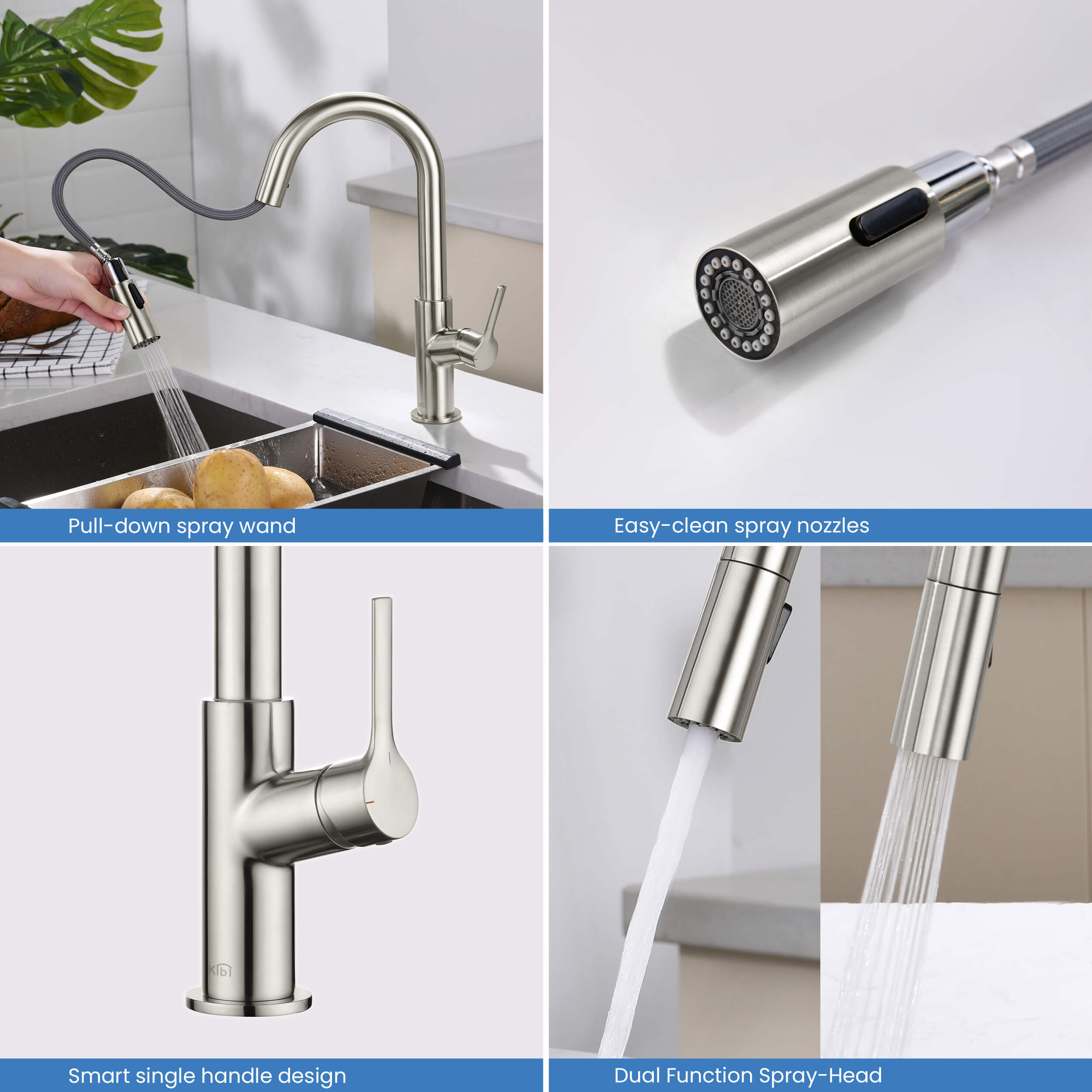 Fusion Single Handle Pull Down Kitchen & Bar Sink Faucet - KKF2017