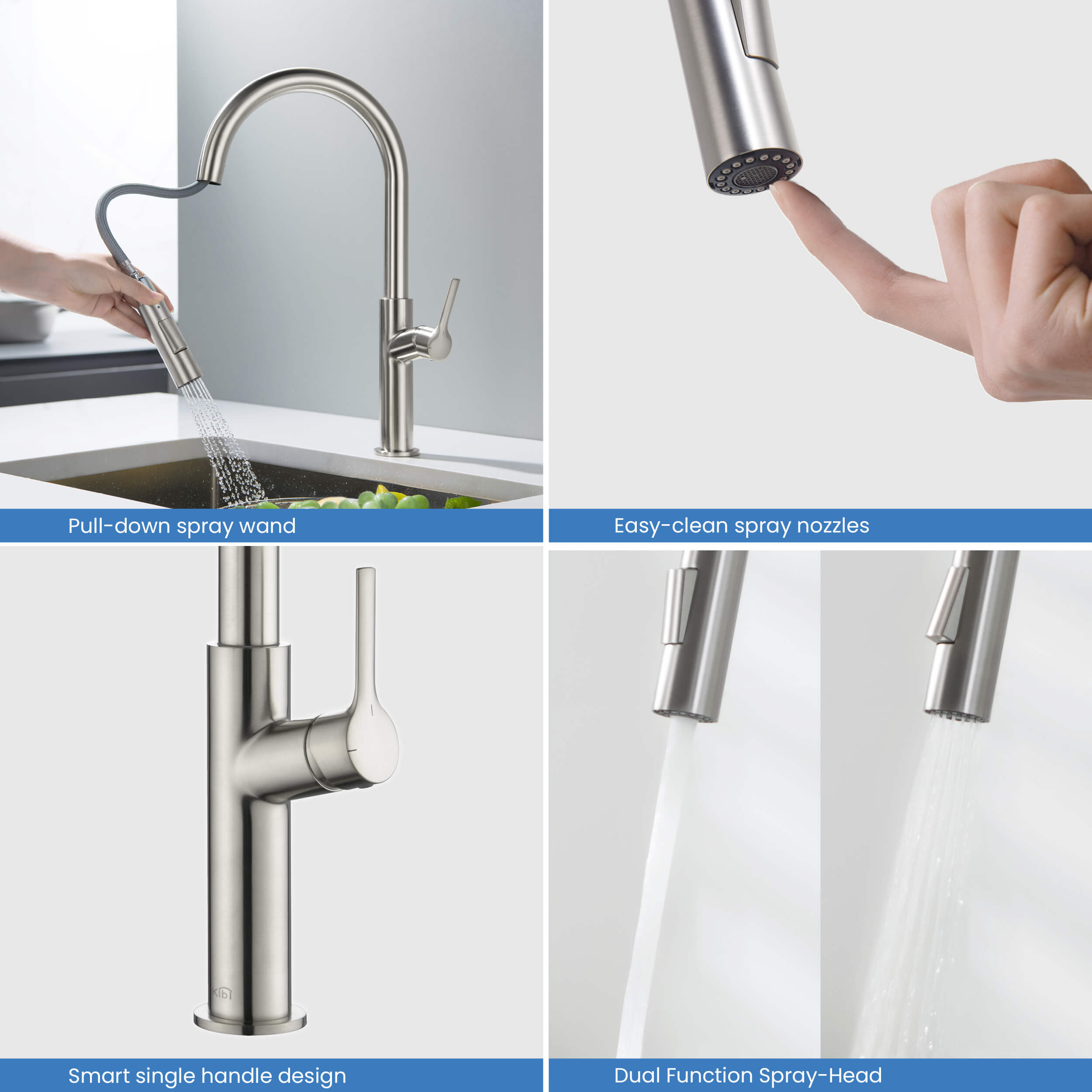 Fusion-T Single Handle Pull Down Kitchen Sink Faucet - KKF2018