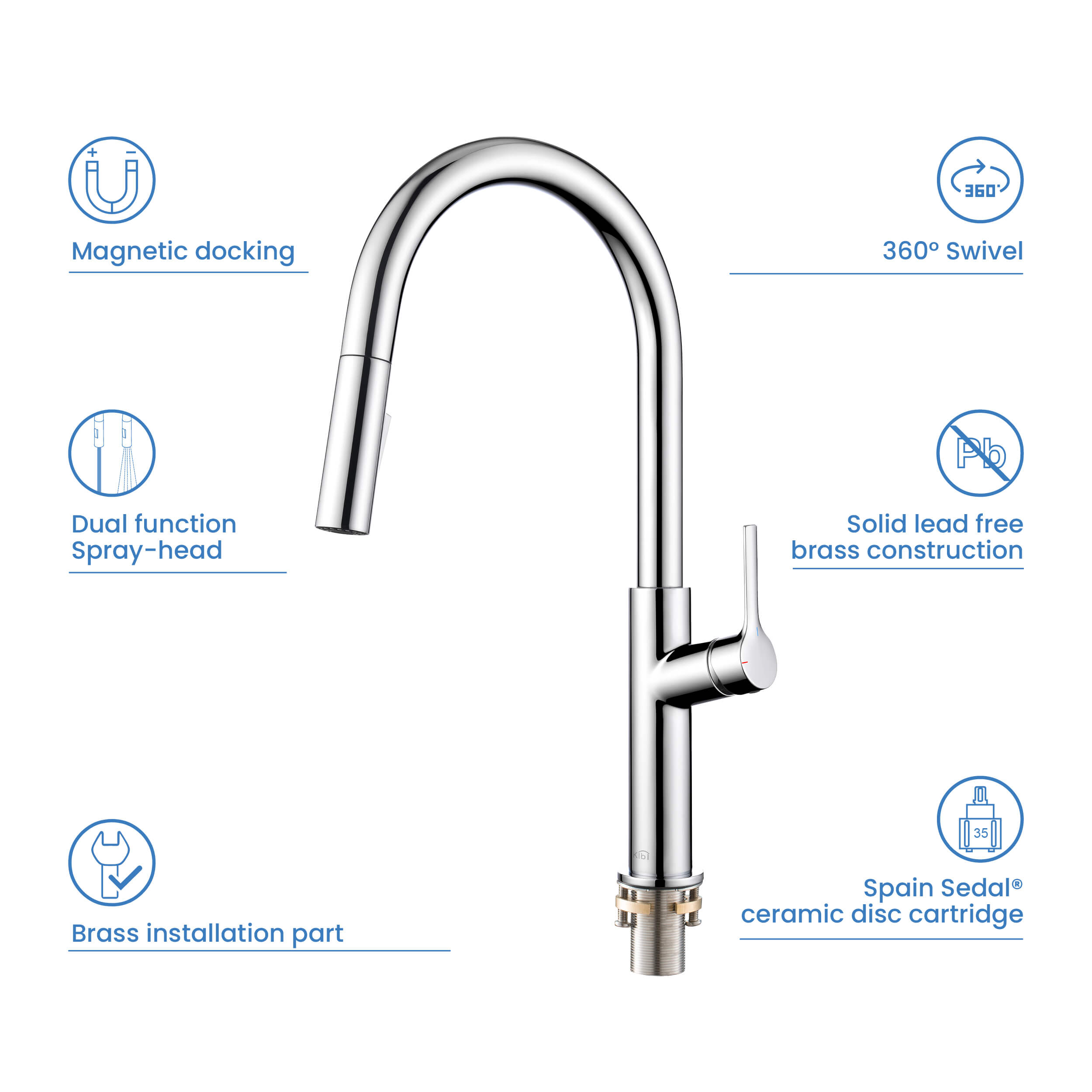 Fusion-T Single Handle Pull Down Kitchen Sink Faucet - KKF2018