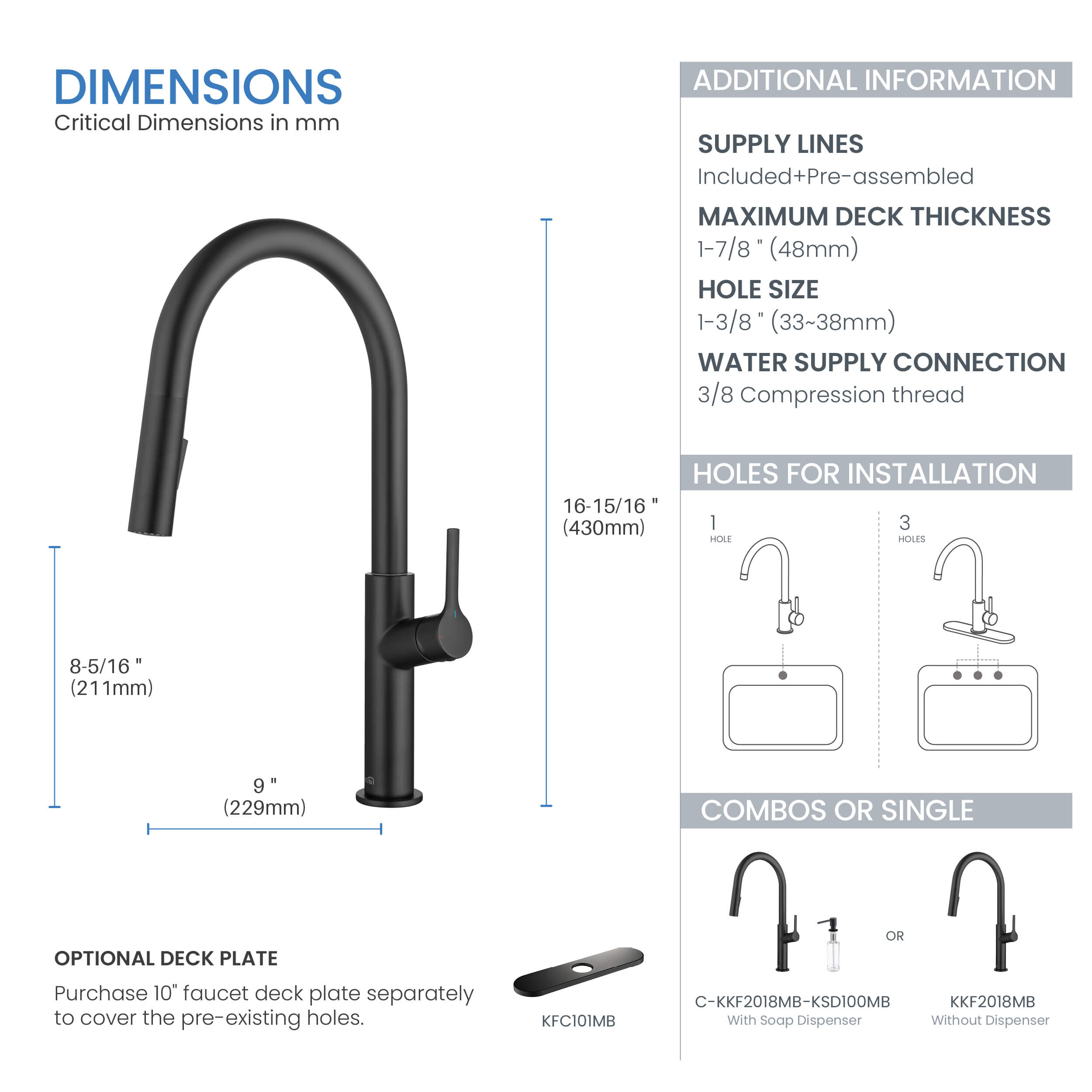 Fusion-T Single Handle Pull Down Kitchen Sink Faucet - KKF2018