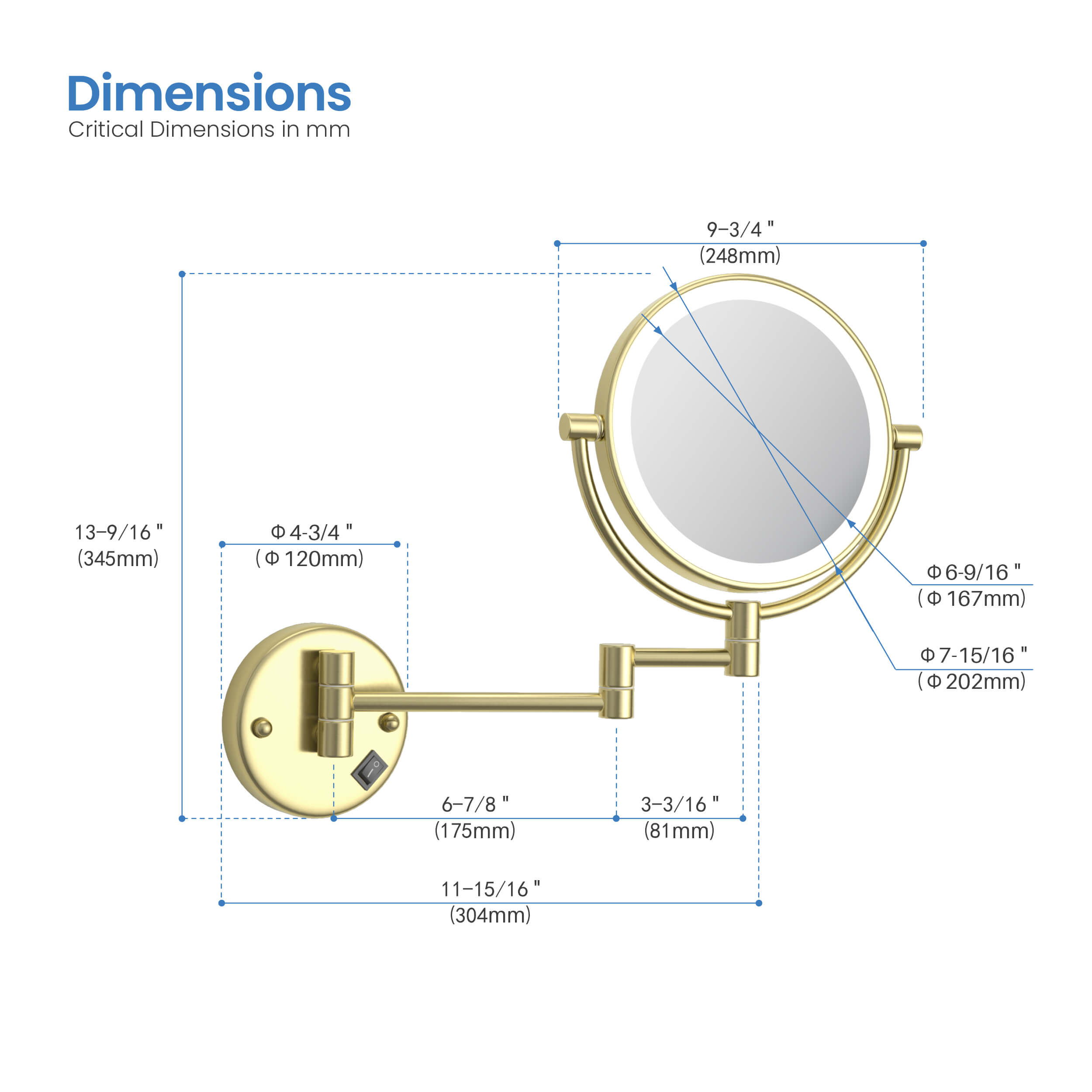 Circular LED Wall Mount Magnifying Makeup Mirror KMM101