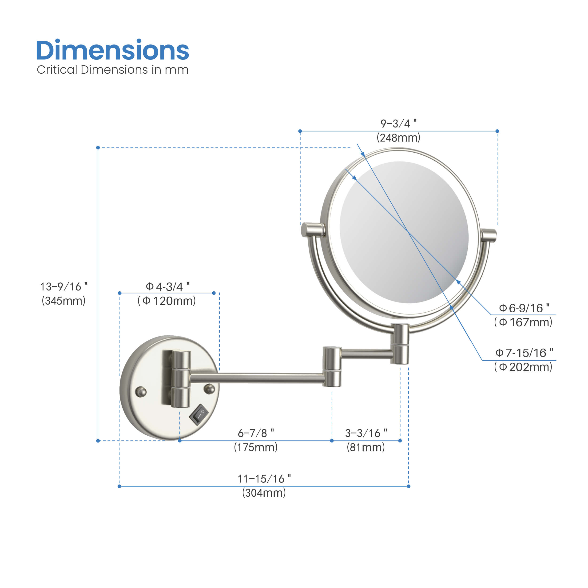 Circular LED Wall Mount Magnifying Makeup Mirror KMM101