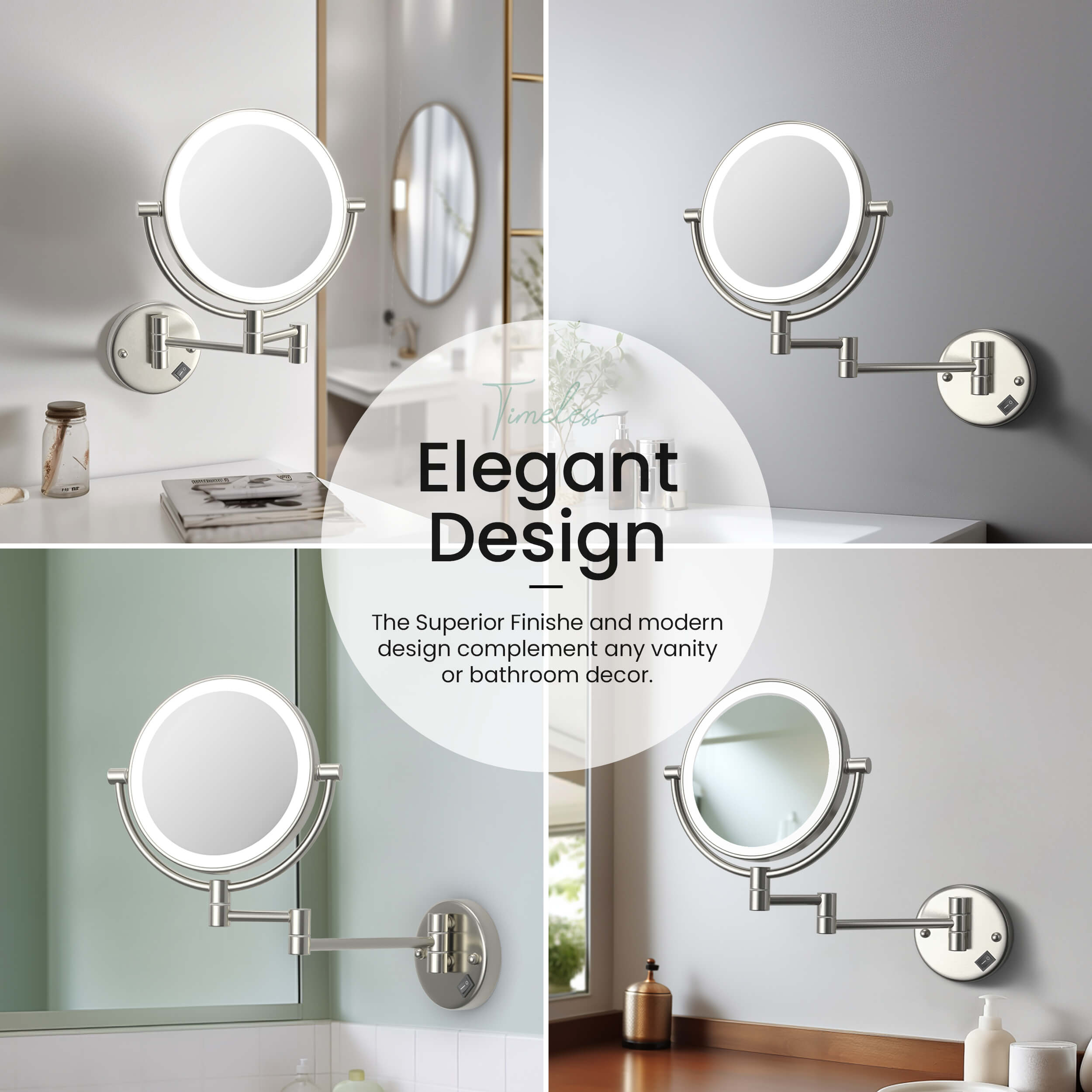 Circular LED Wall Mount Magnifying Makeup Mirror KMM101