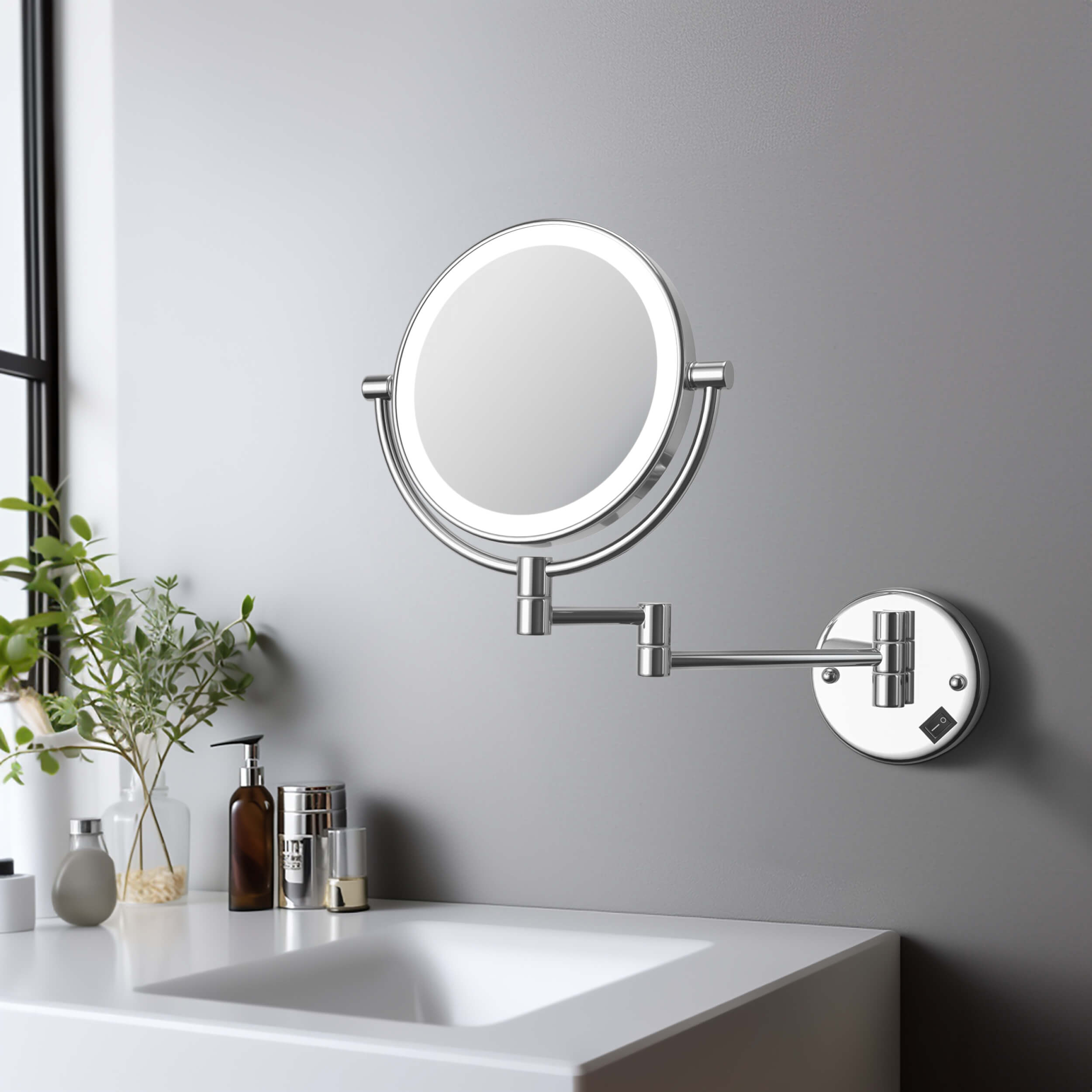 Circular LED Wall Mount Magnifying Makeup Mirror KMM101