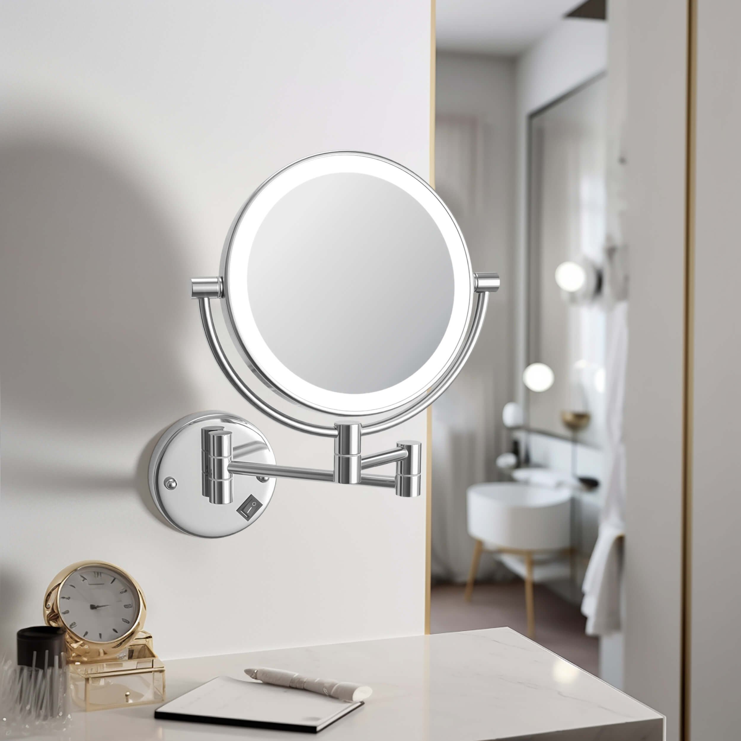 Circular LED Wall Mount Magnifying Makeup Mirror KMM101