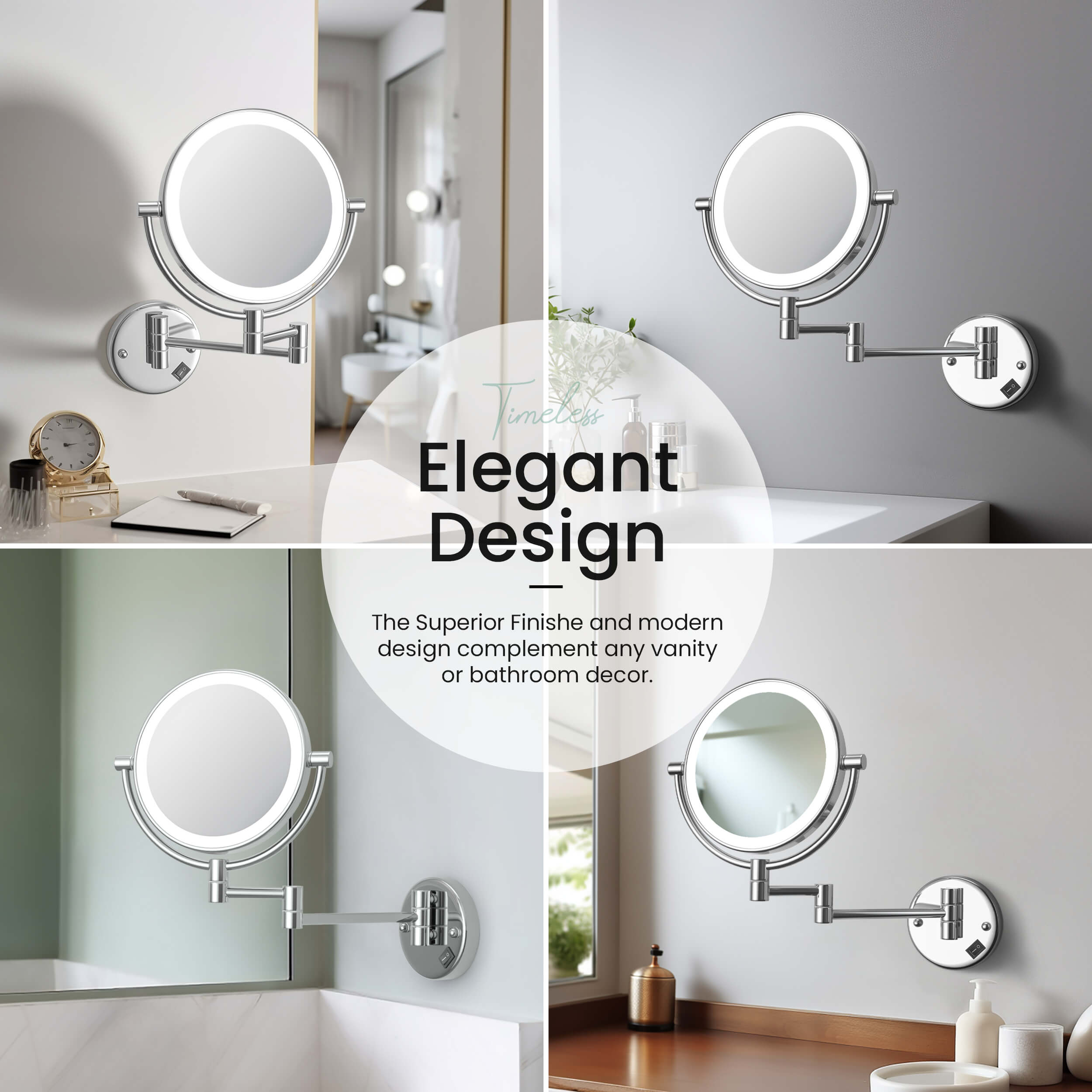 Circular LED Wall Mount Magnifying Makeup Mirror KMM101