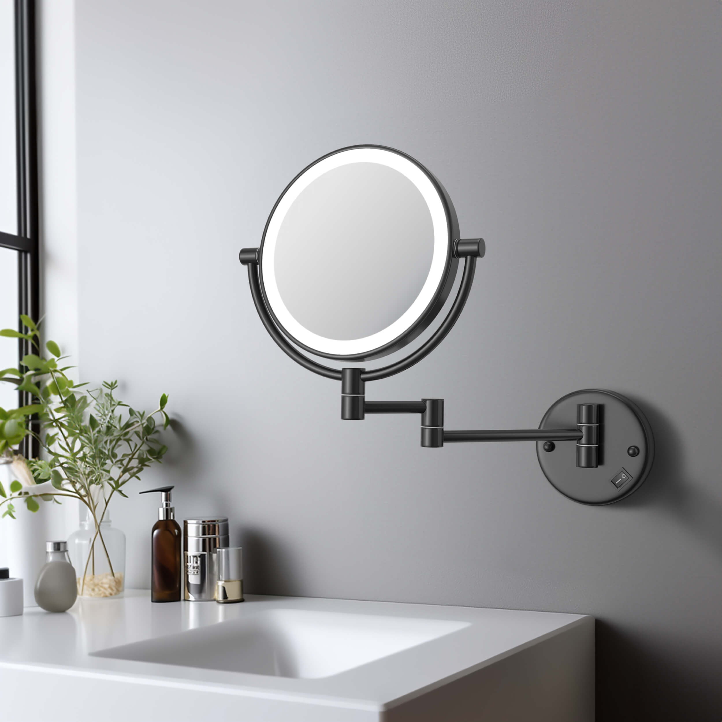 Circular LED Wall Mount Magnifying Makeup Mirror KMM101