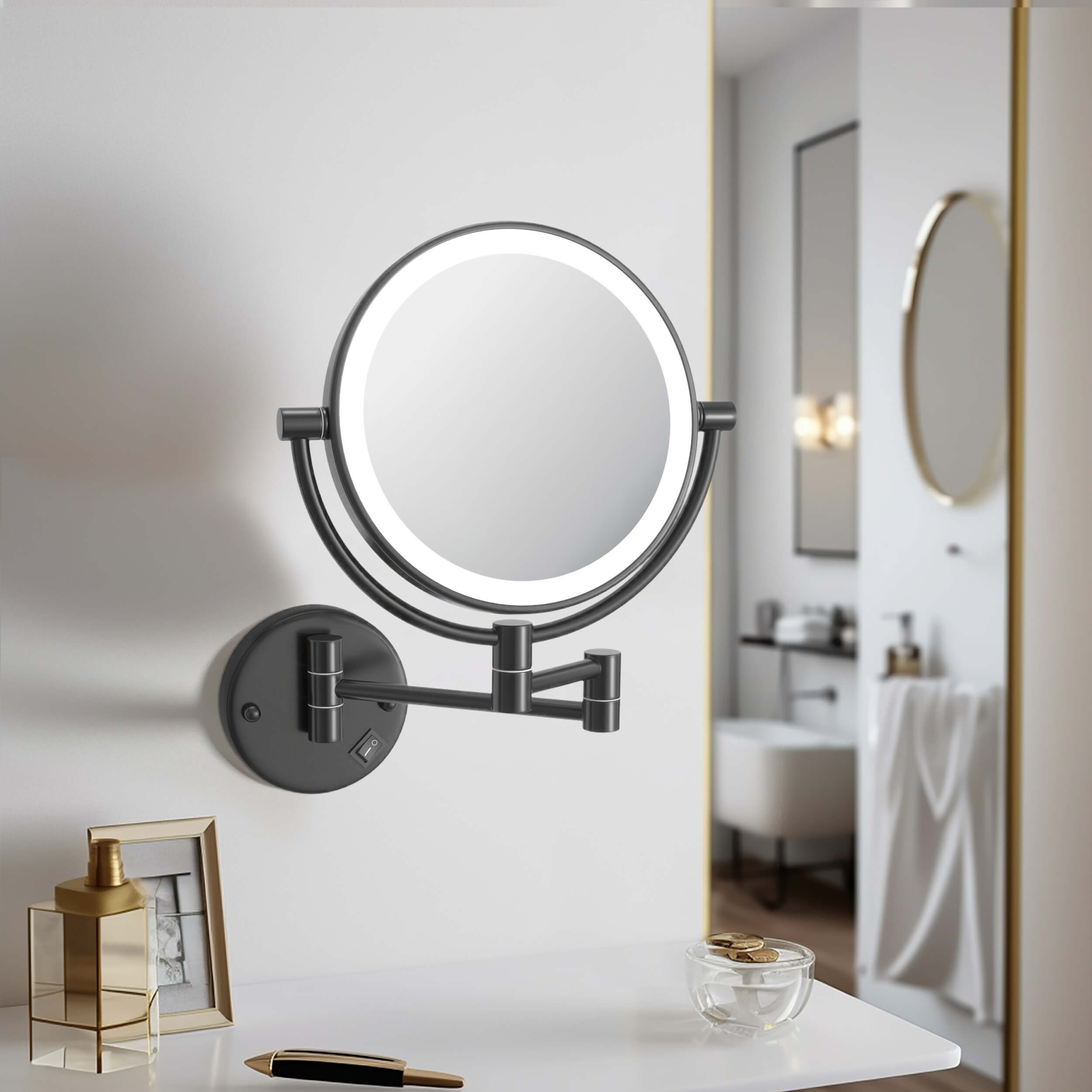 Circular LED Wall Mount Magnifying Makeup Mirror KMM101