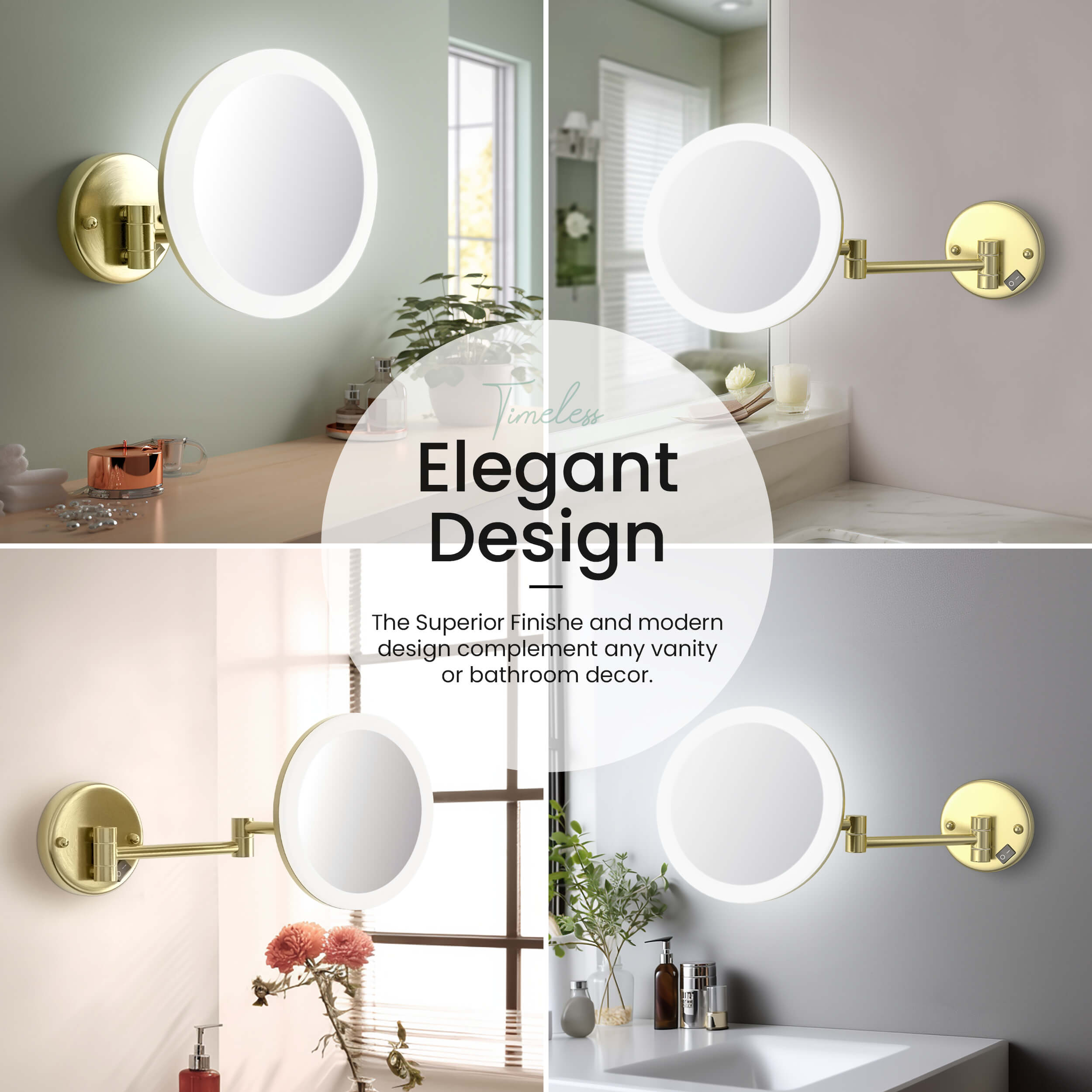 Circular LED Wall Mount One Side 5x Magnifying Makeup Mirror KMM102