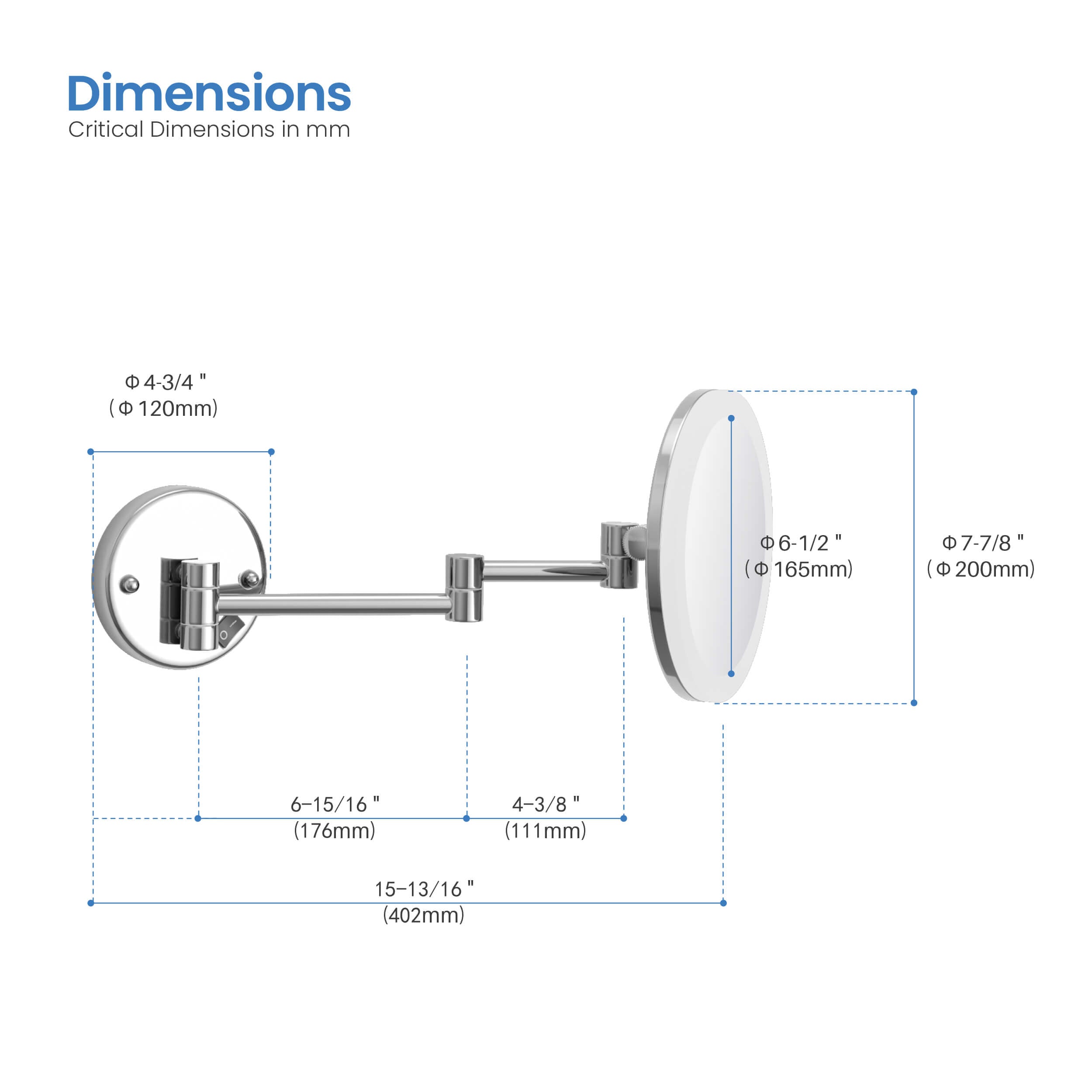 Circular LED Wall Mount One Side 5x Magnifying Makeup Mirror KMM102