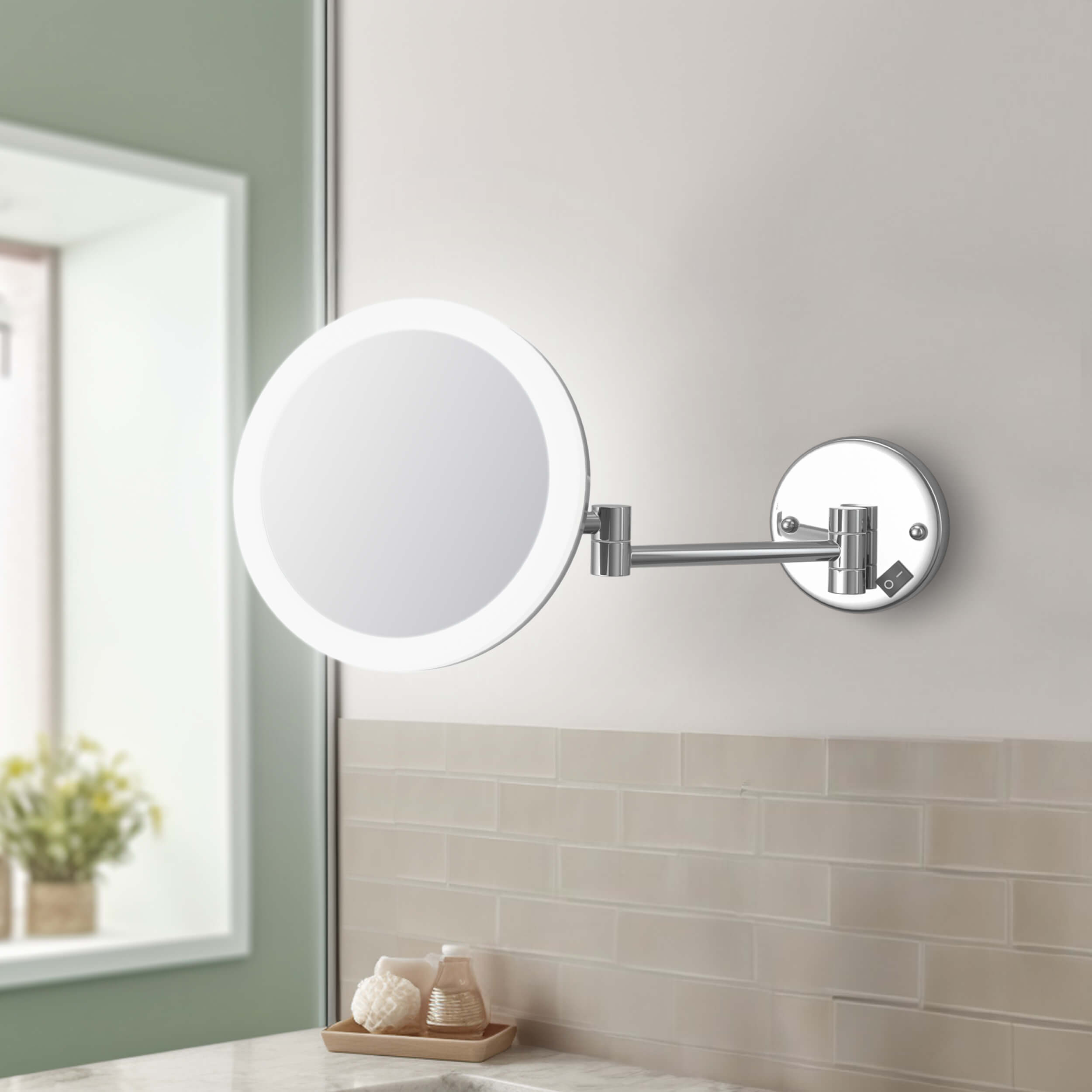 Circular LED Wall Mount One Side 5x Magnifying Makeup Mirror KMM102