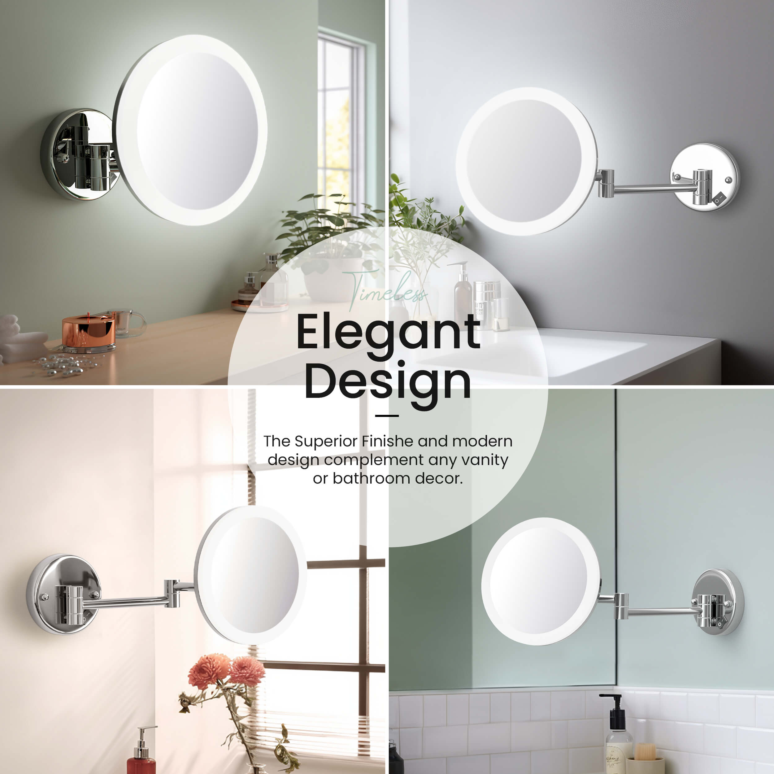 Circular LED Wall Mount One Side 5x Magnifying Makeup Mirror KMM102