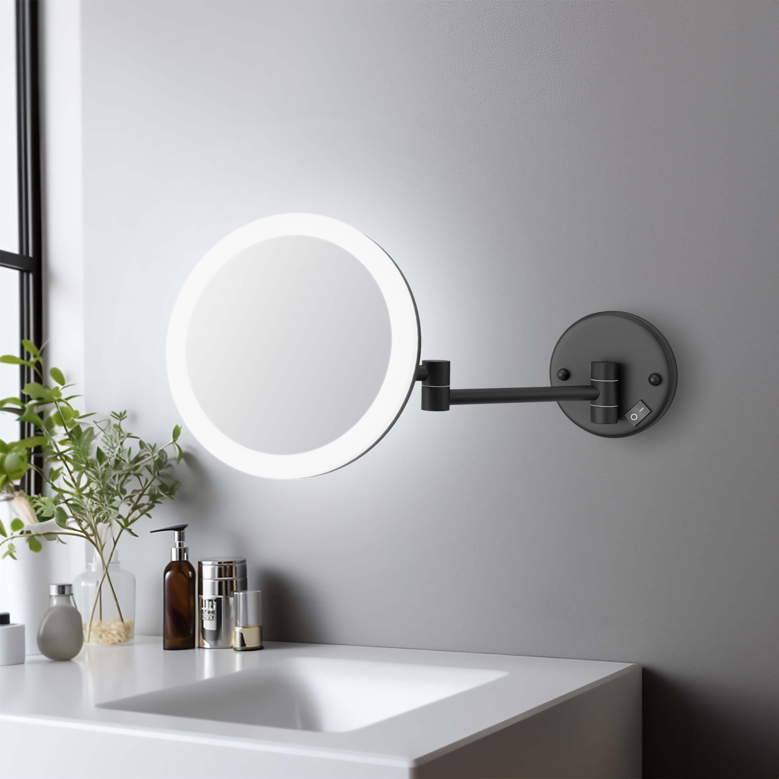 Circular LED Wall Mount One Side 5x Magnifying Makeup Mirror KMM102