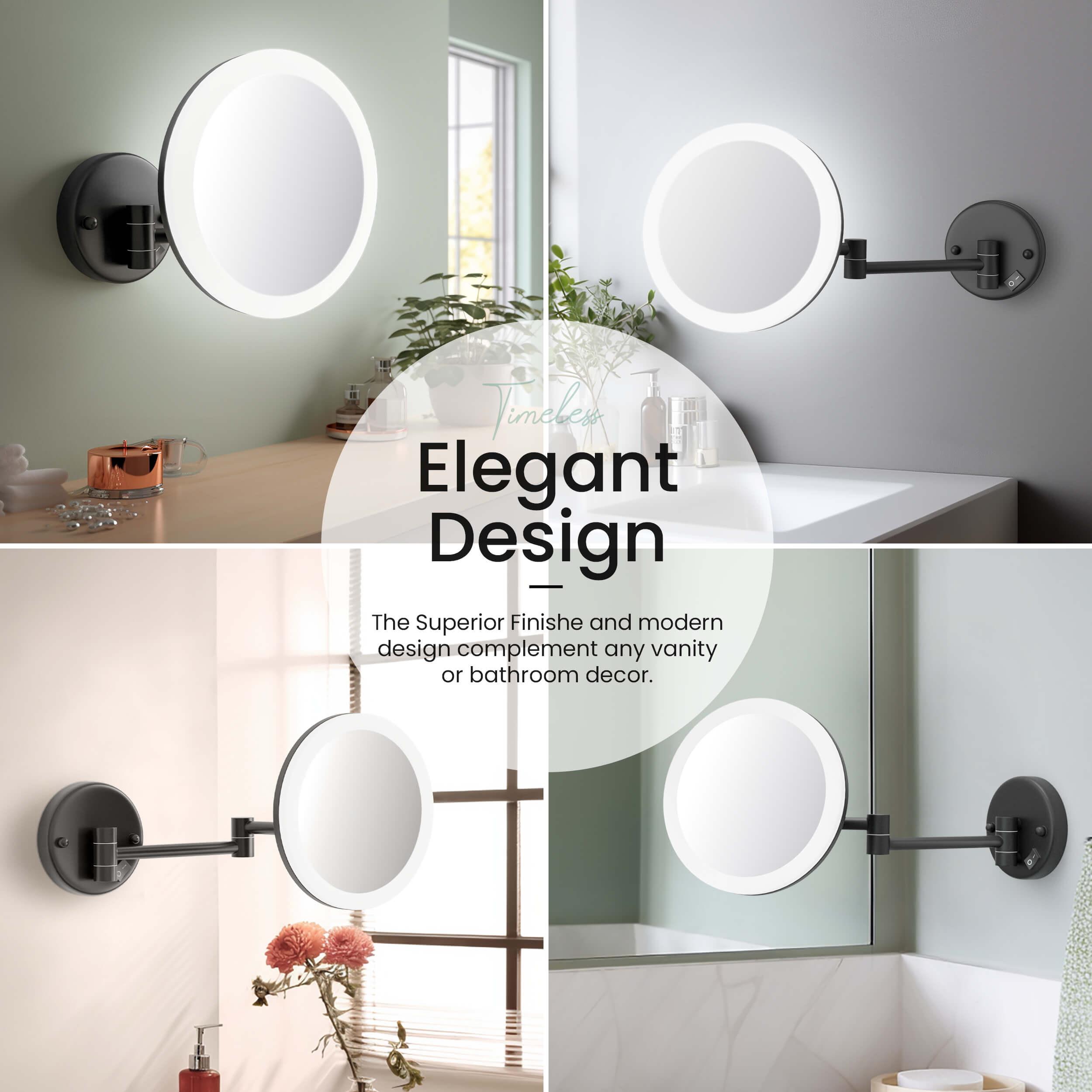 Circular LED Wall Mount One Side 5x Magnifying Makeup Mirror KMM102