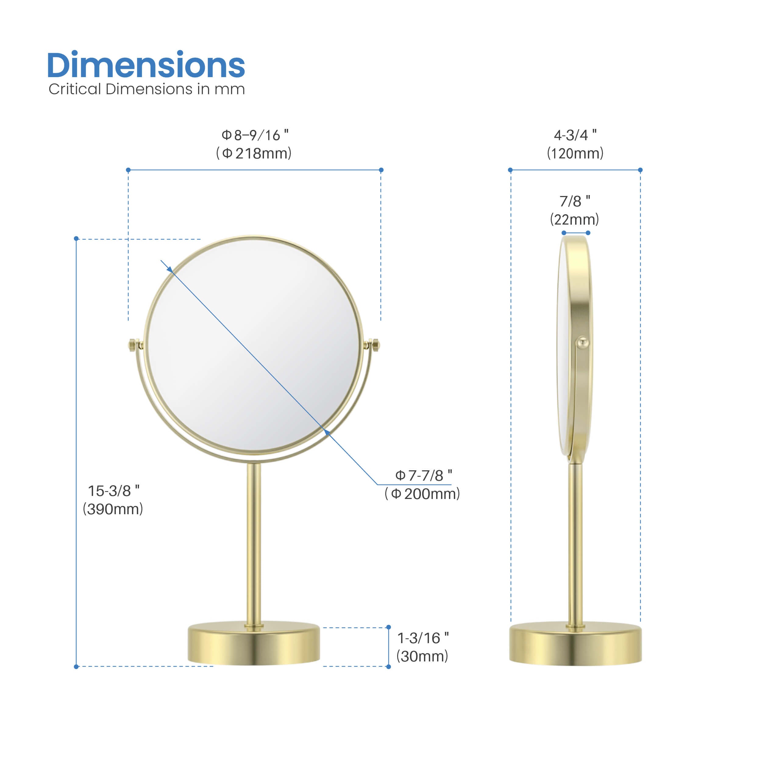 Circular Free Standing Magnifying Makeup Mirror KMM103