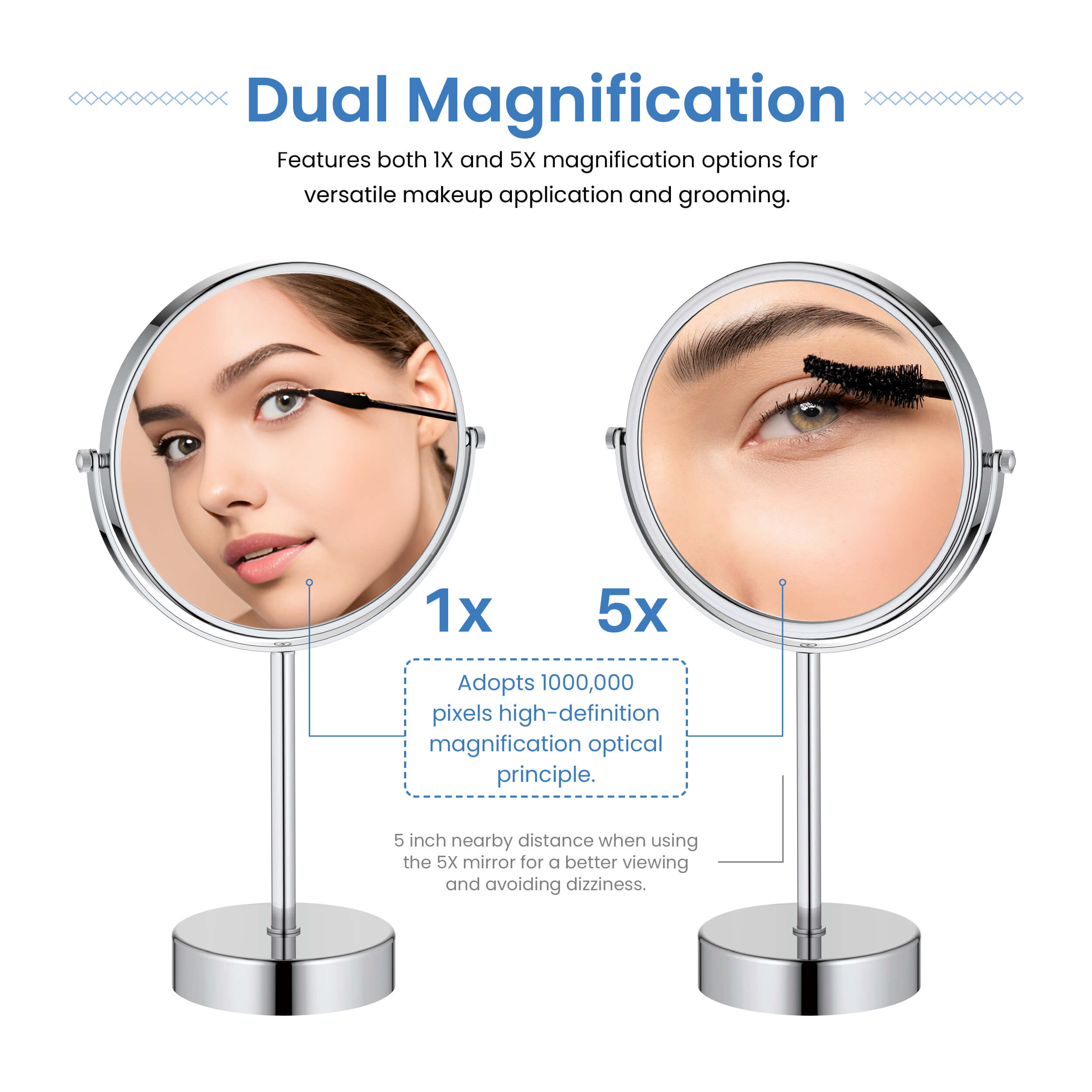 Circular Free Standing Magnifying Makeup Mirror KMM103