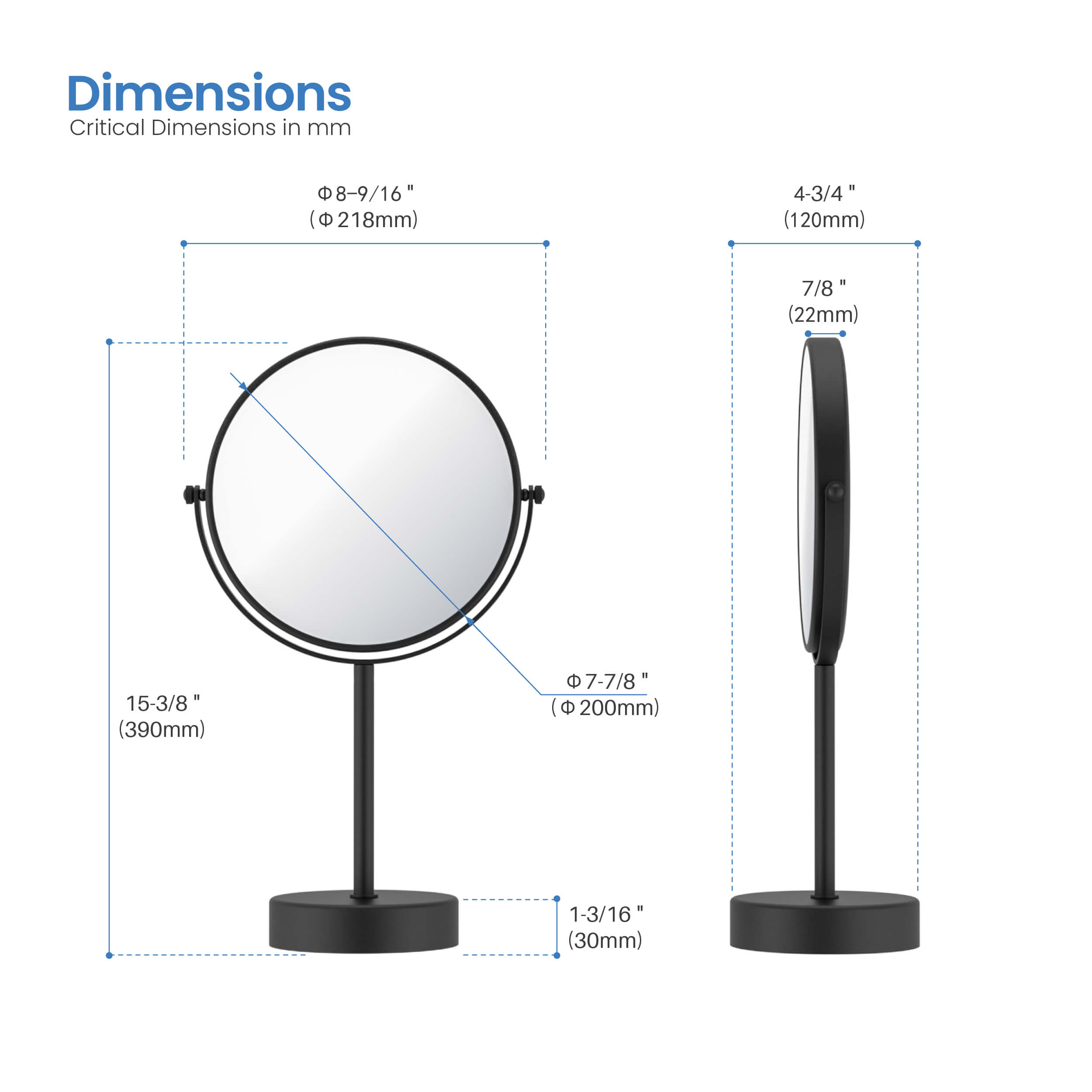 Circular Free Standing Magnifying Makeup Mirror KMM103