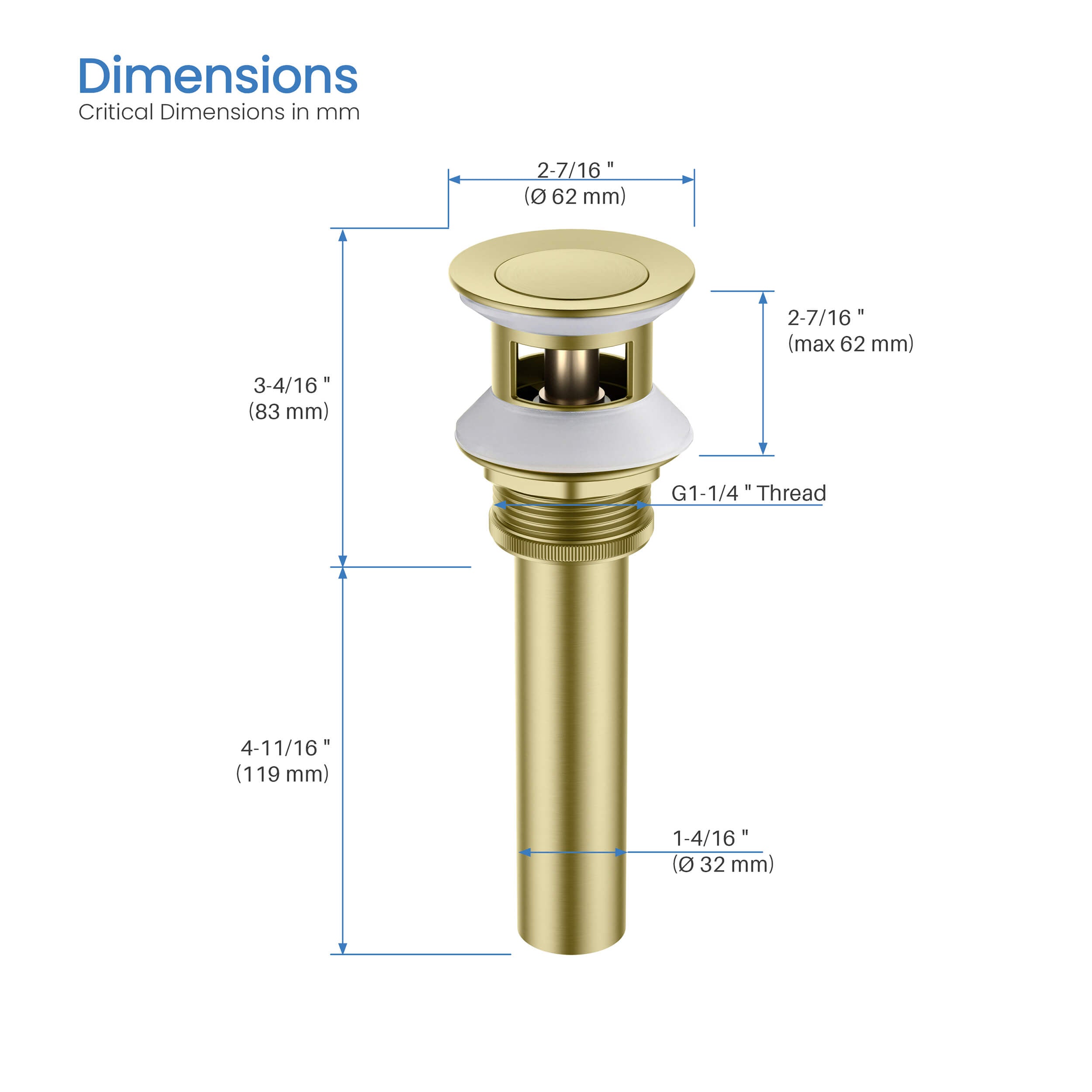 KIBI Circular Brass Single Handle Bathroom Vanity Sink Faucet - C-KBF1008-KPW100