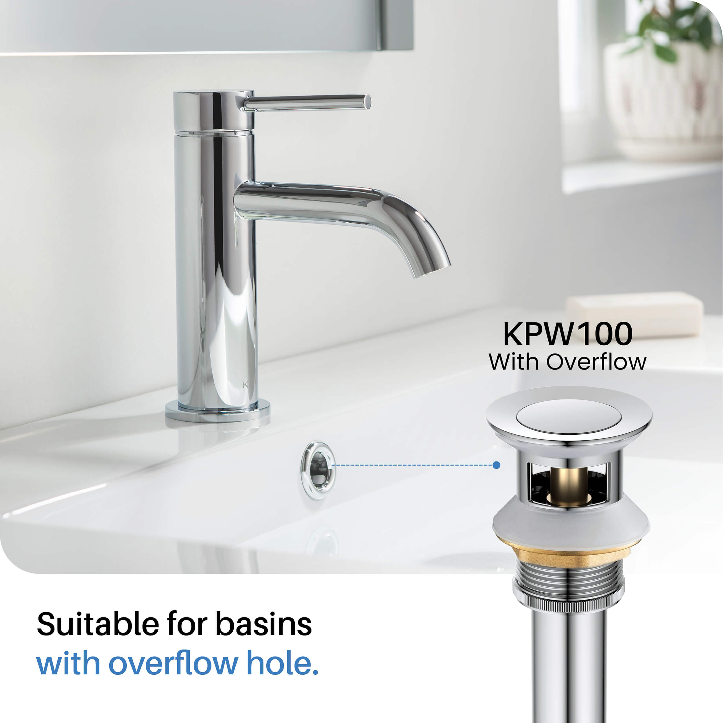 KIBI Circular Brass Single Handle Bathroom Vanity Sink Faucet - C-KBF1008-KPW100