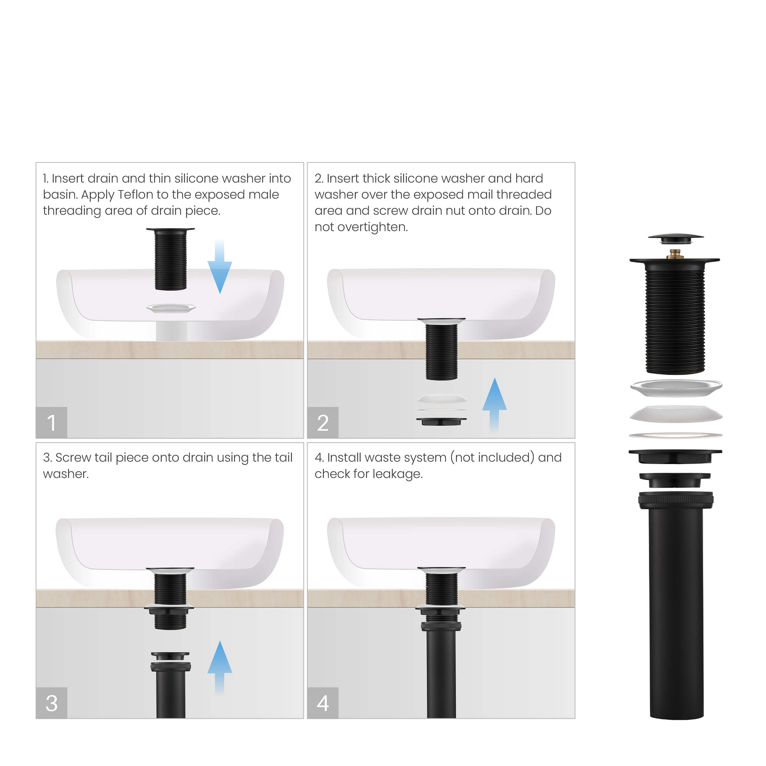 Pop Up Drain Stopper for Bathroom without Overflow KPW101