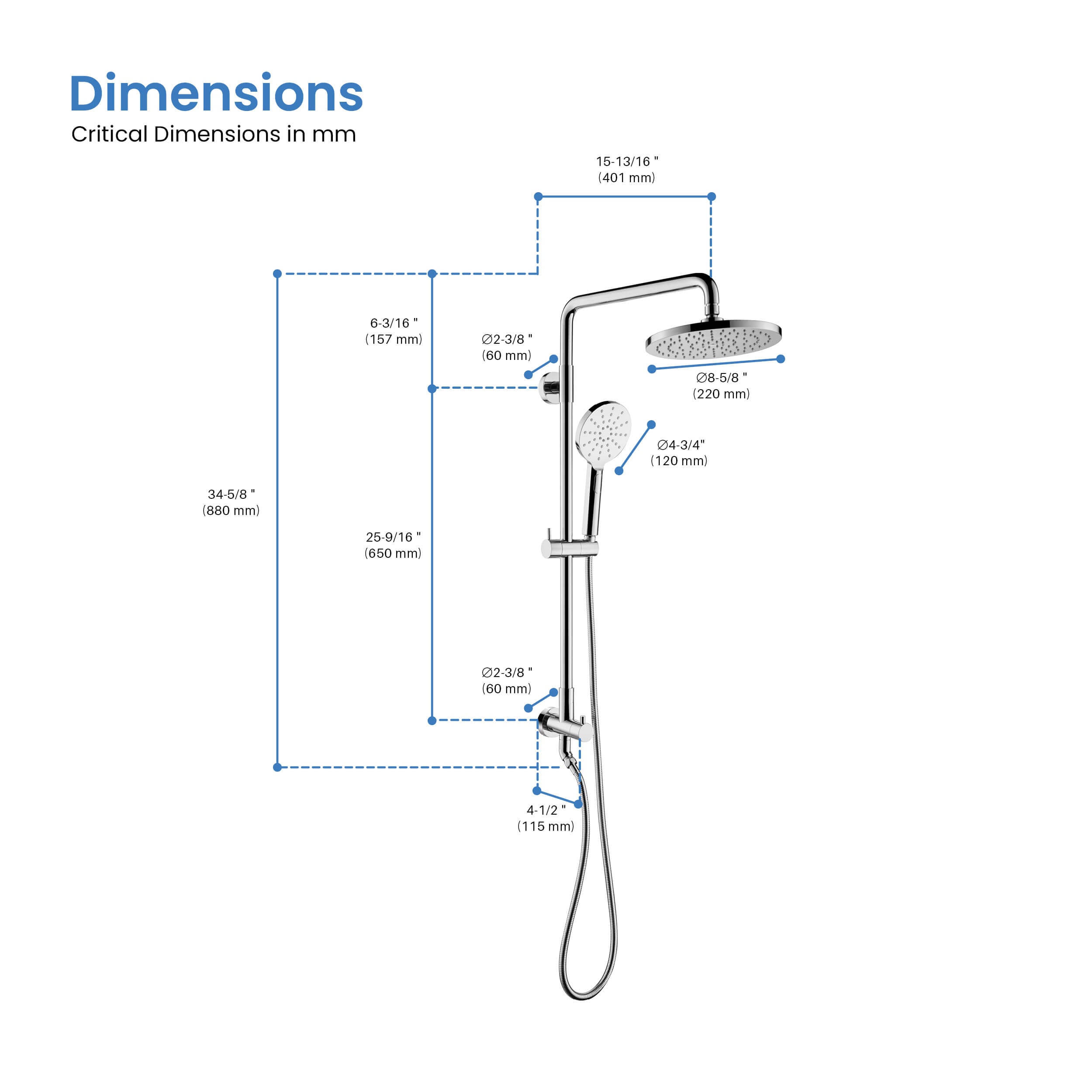 Circular Shower Column with Dual Function Shower Head KSC401