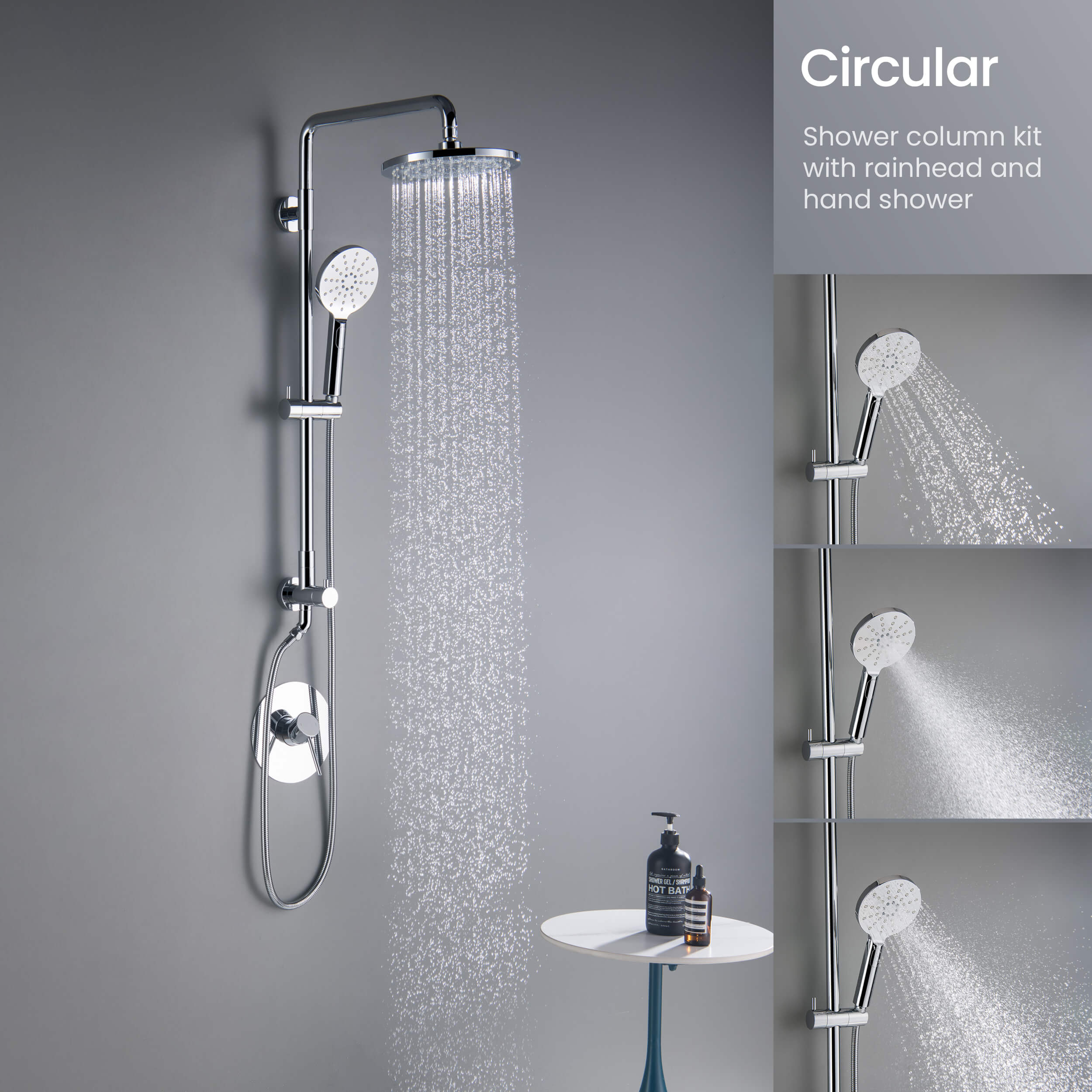 Circular Shower Column with Dual Function Shower Head KSC401