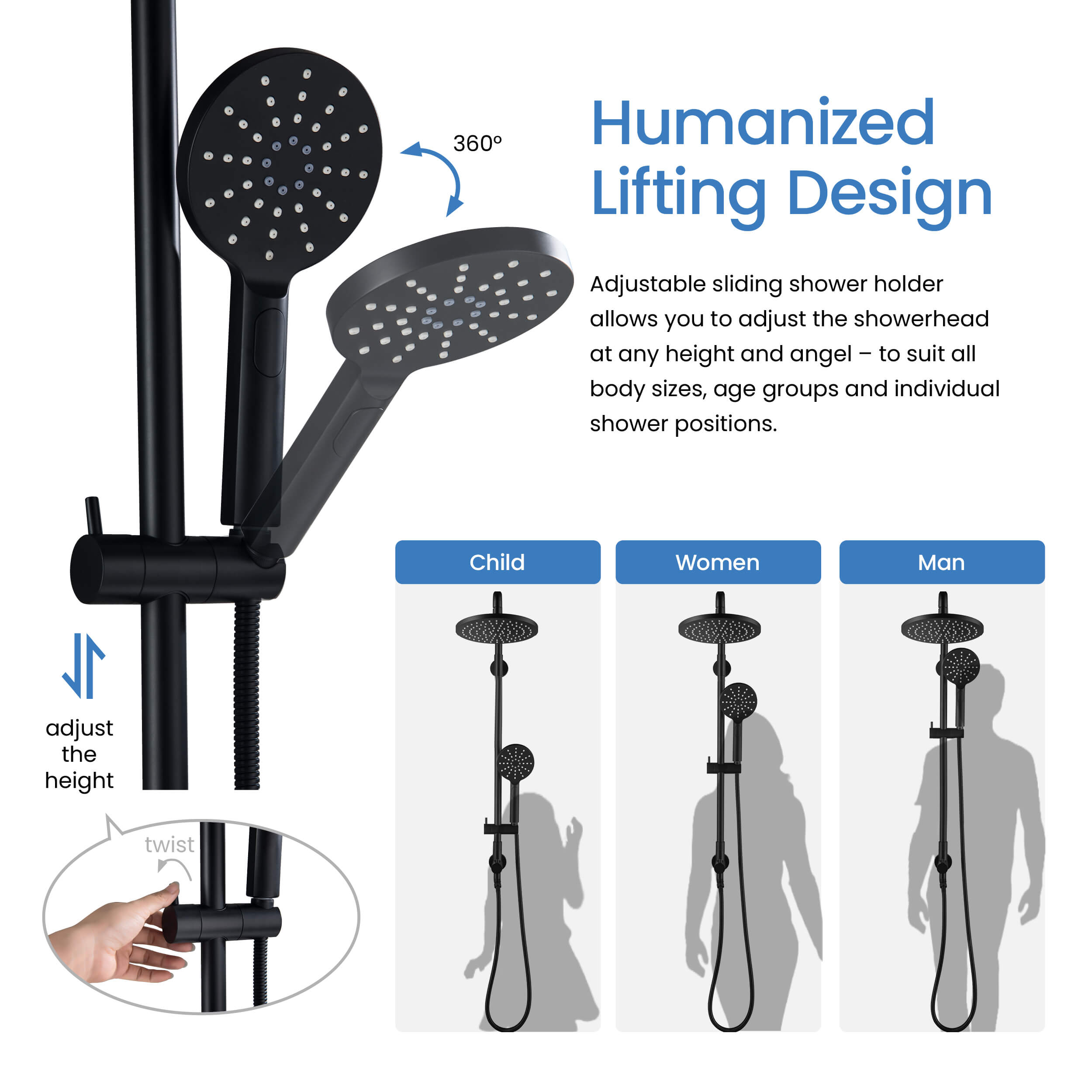 Circular Shower Column with Dual Function Shower Head KSC401