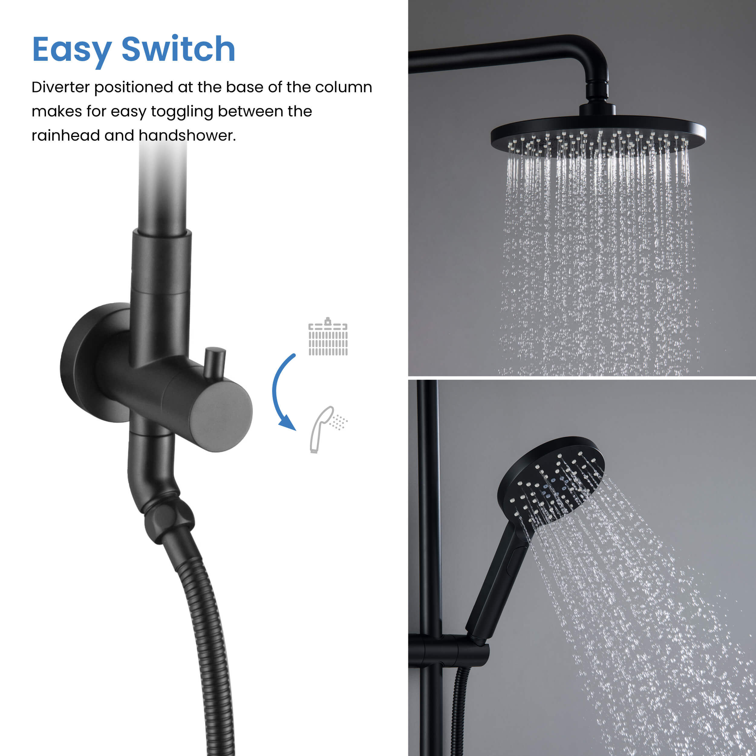 Circular Shower Column with Dual Function Shower Head KSC401