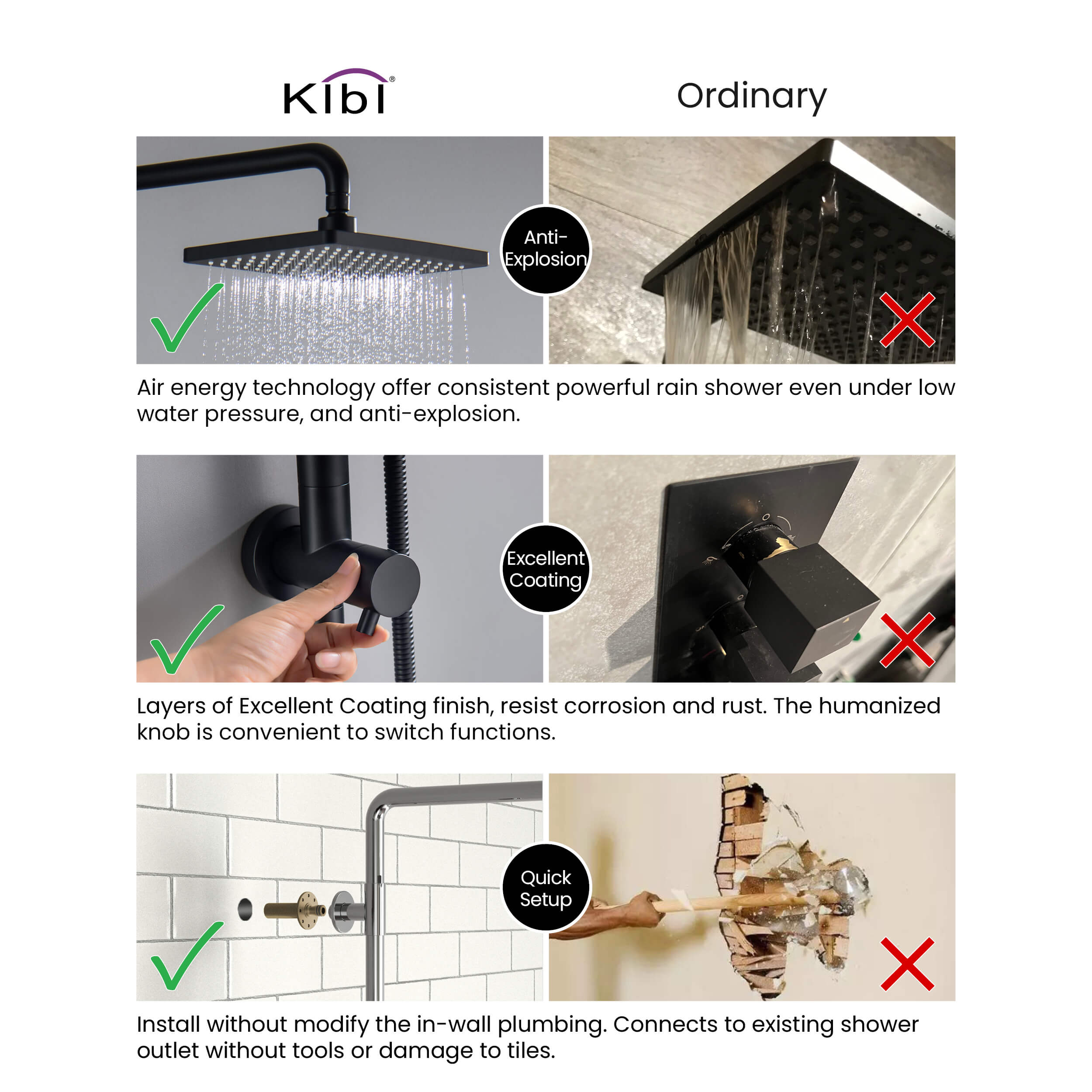 Circular Shower Column with Dual Function Shower Head KSC401