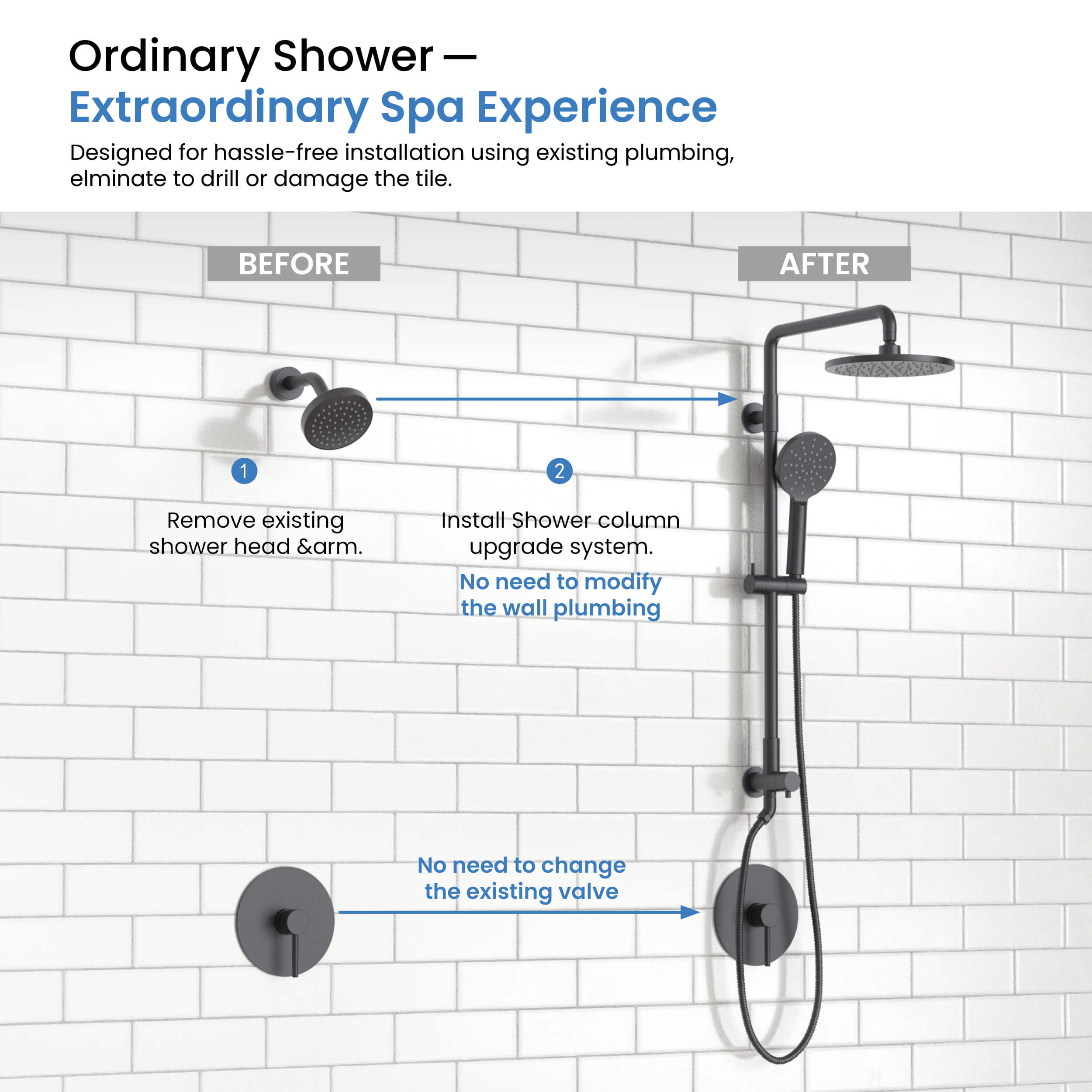 Circular Shower Column with Dual Function Shower Head KSC401