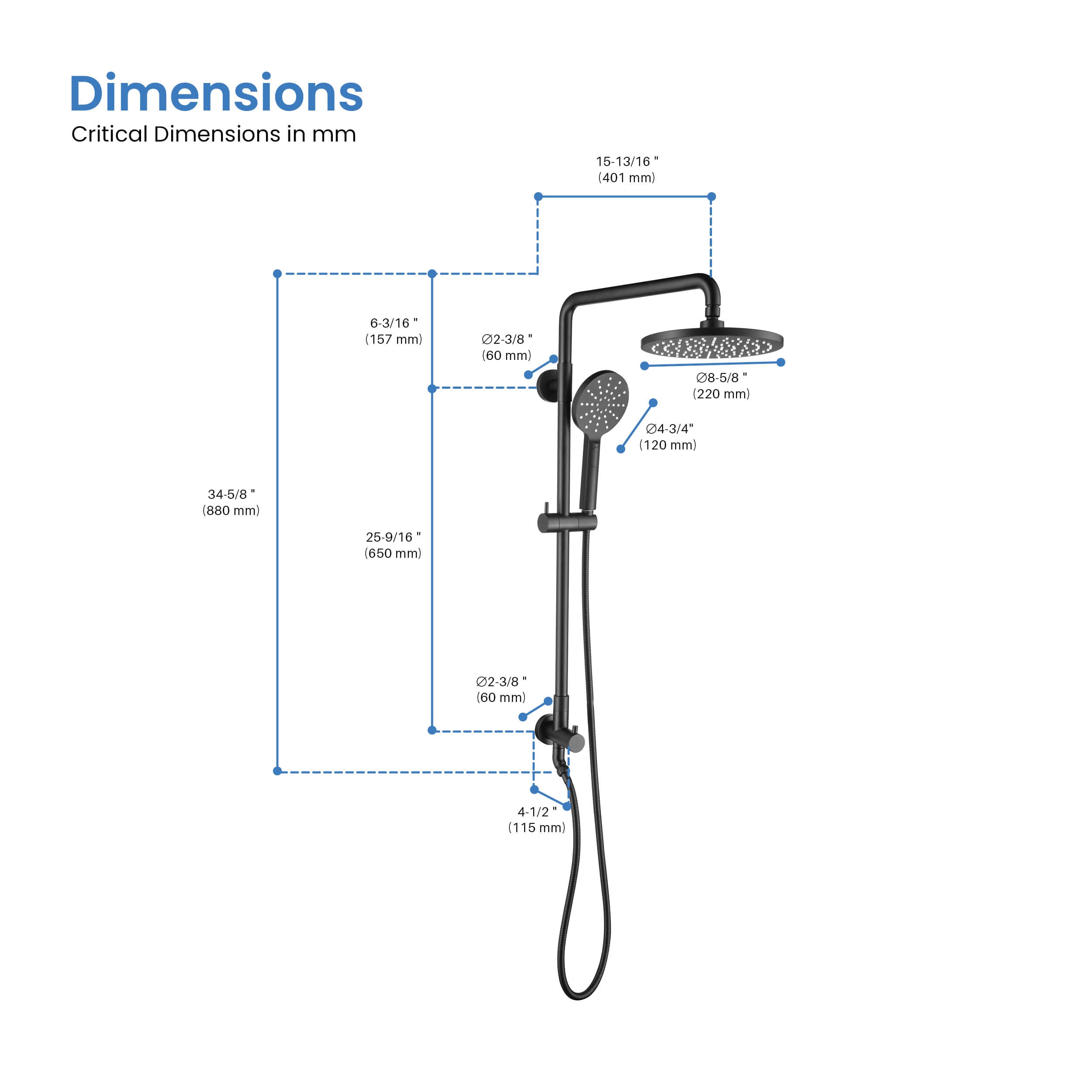 Circular Shower Column with Dual Function Shower Head KSC401